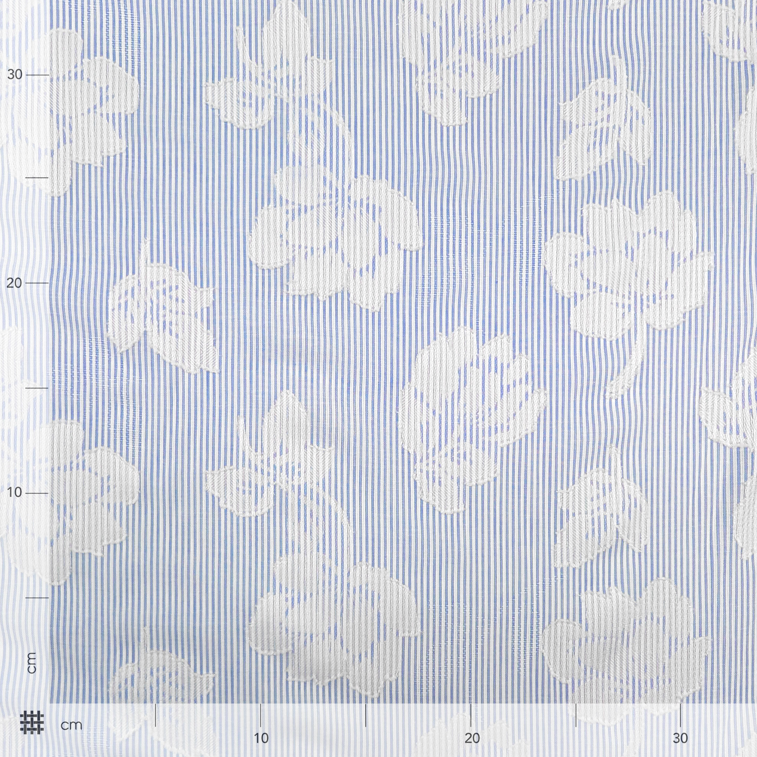 Cotone Righe Sottili e Fiori Floccati Image