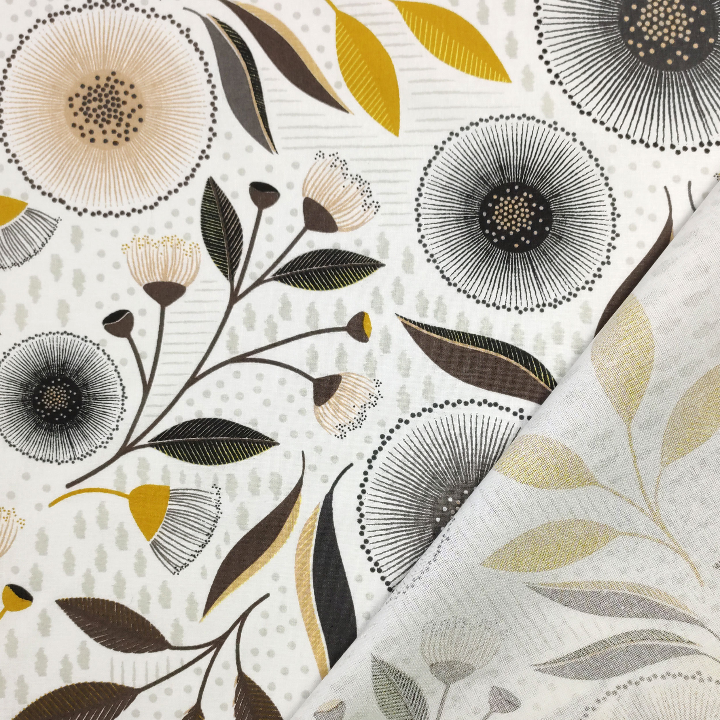 Cotone con Fiori Toni Marroni