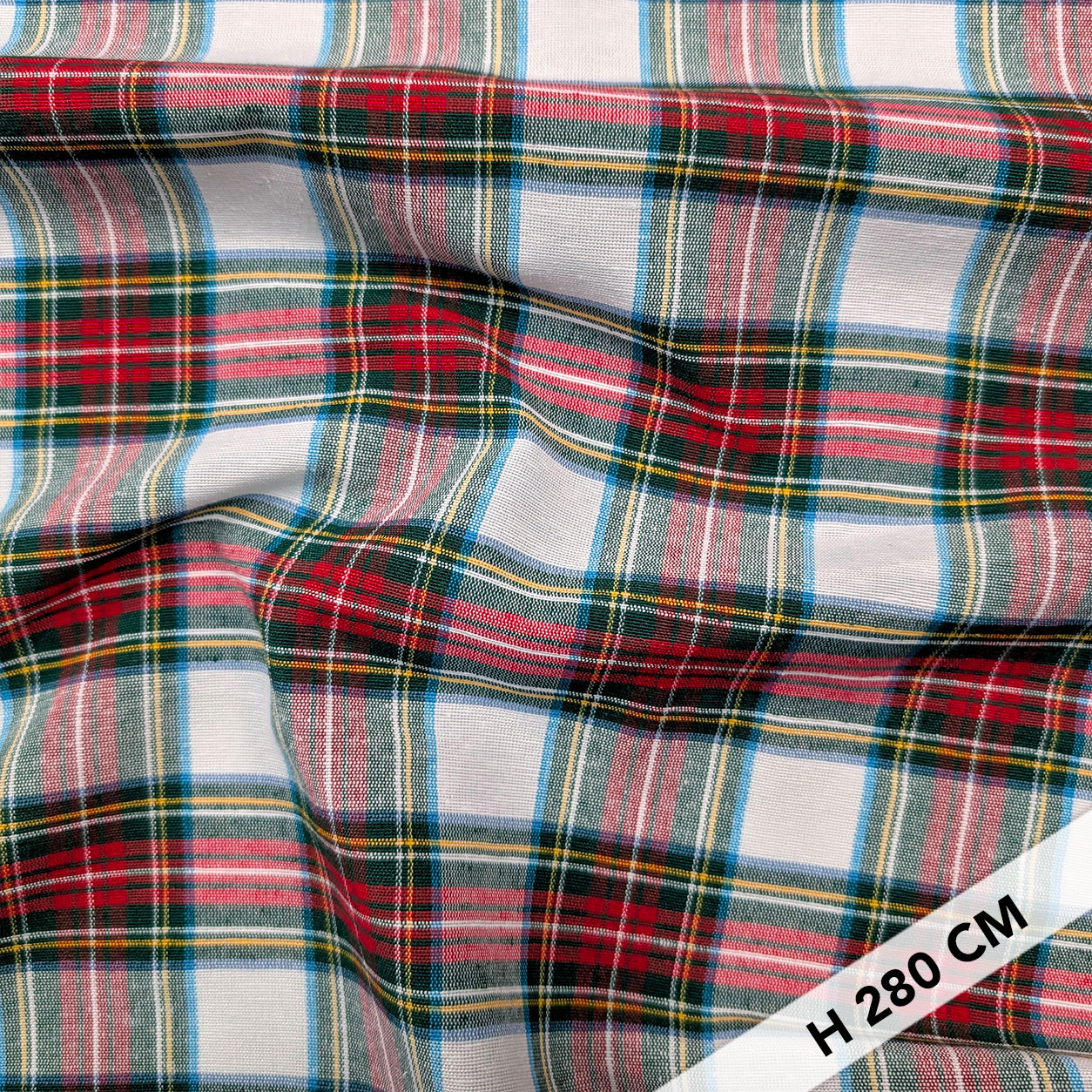 Tessuto Arredo Tartan Medio Bianco e Rosso Image