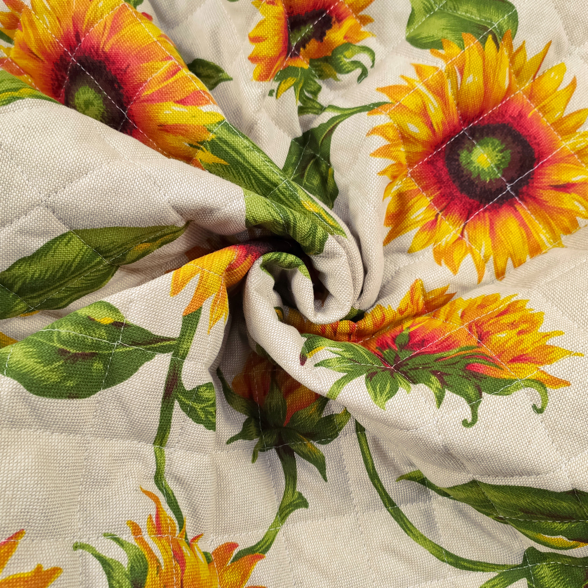 Tessuto Trapuntato Girasoli Sfondo Beige