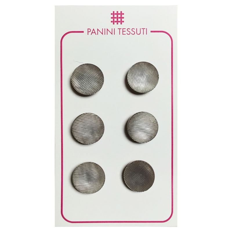 Bottoni Tondi Rigati Colore Grigio Chiaro 6 Pezzi - Lin 20
