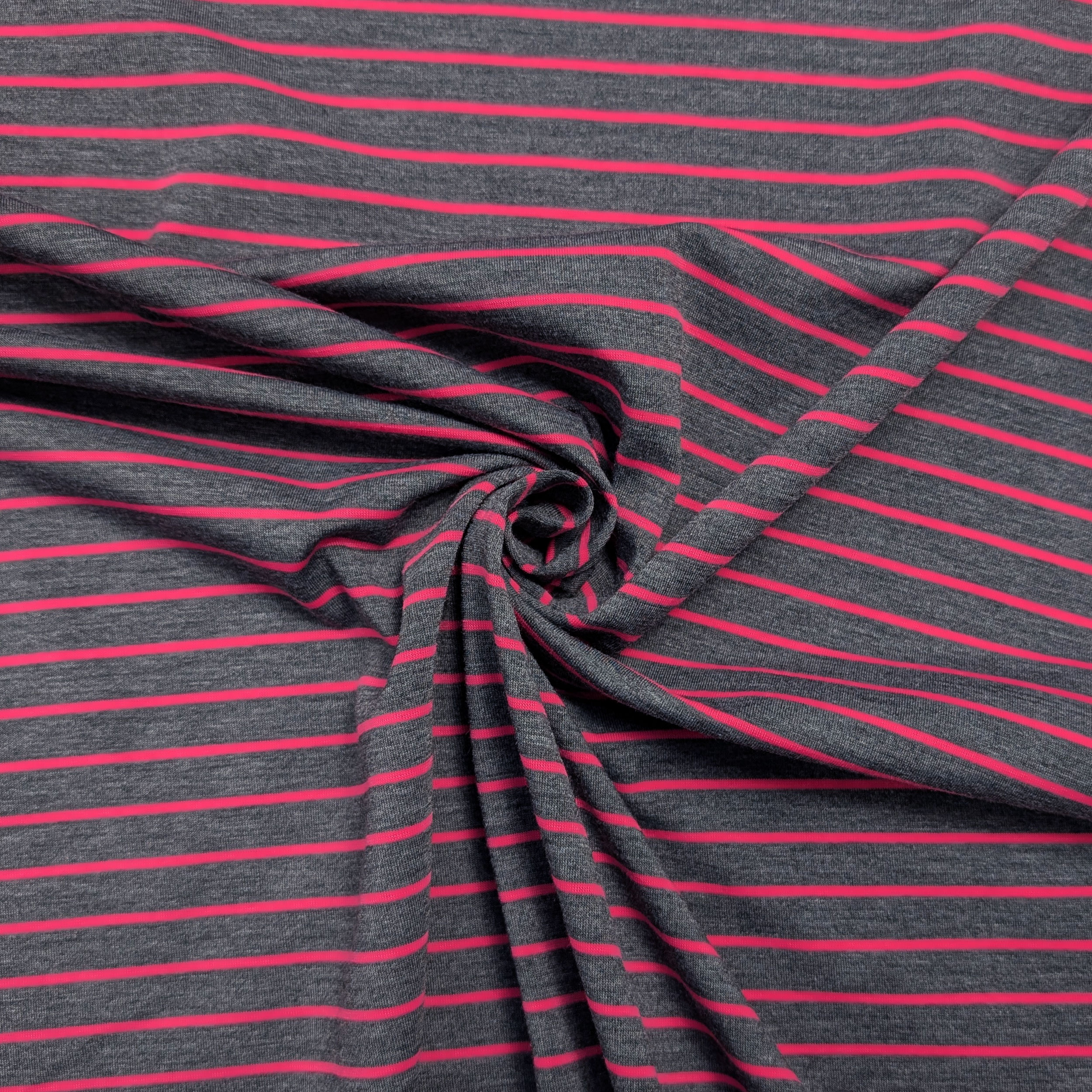 Jersey Felpato Antracite a Righe Fuxia Fluo Image