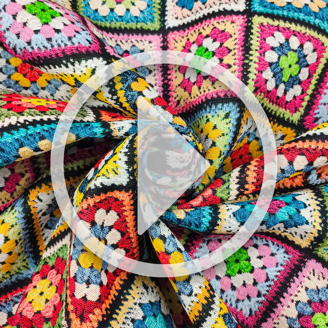 Tessuto Gobelin Fantasia Fiori Crochet Image