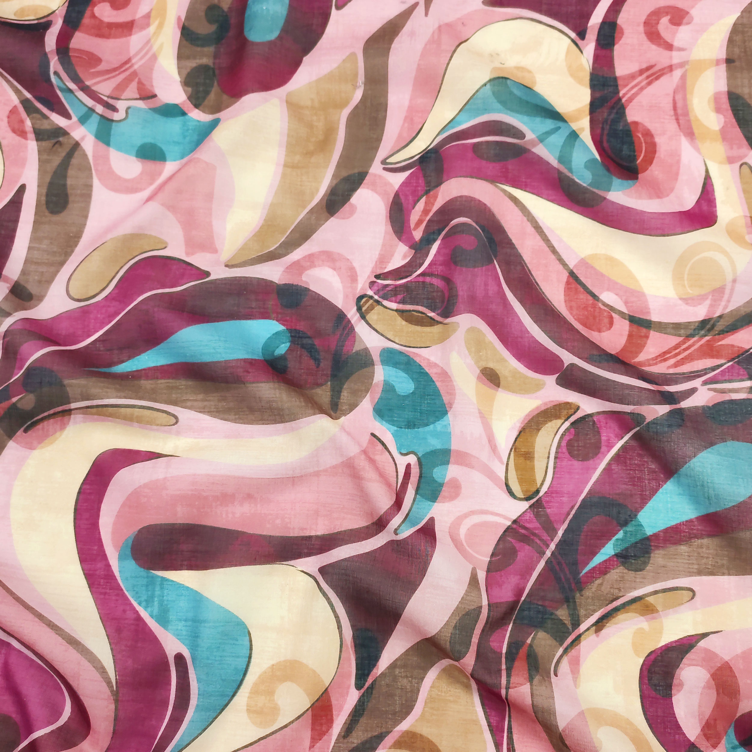 Mussola Setata Alta Moda Bordeaux e Rosa