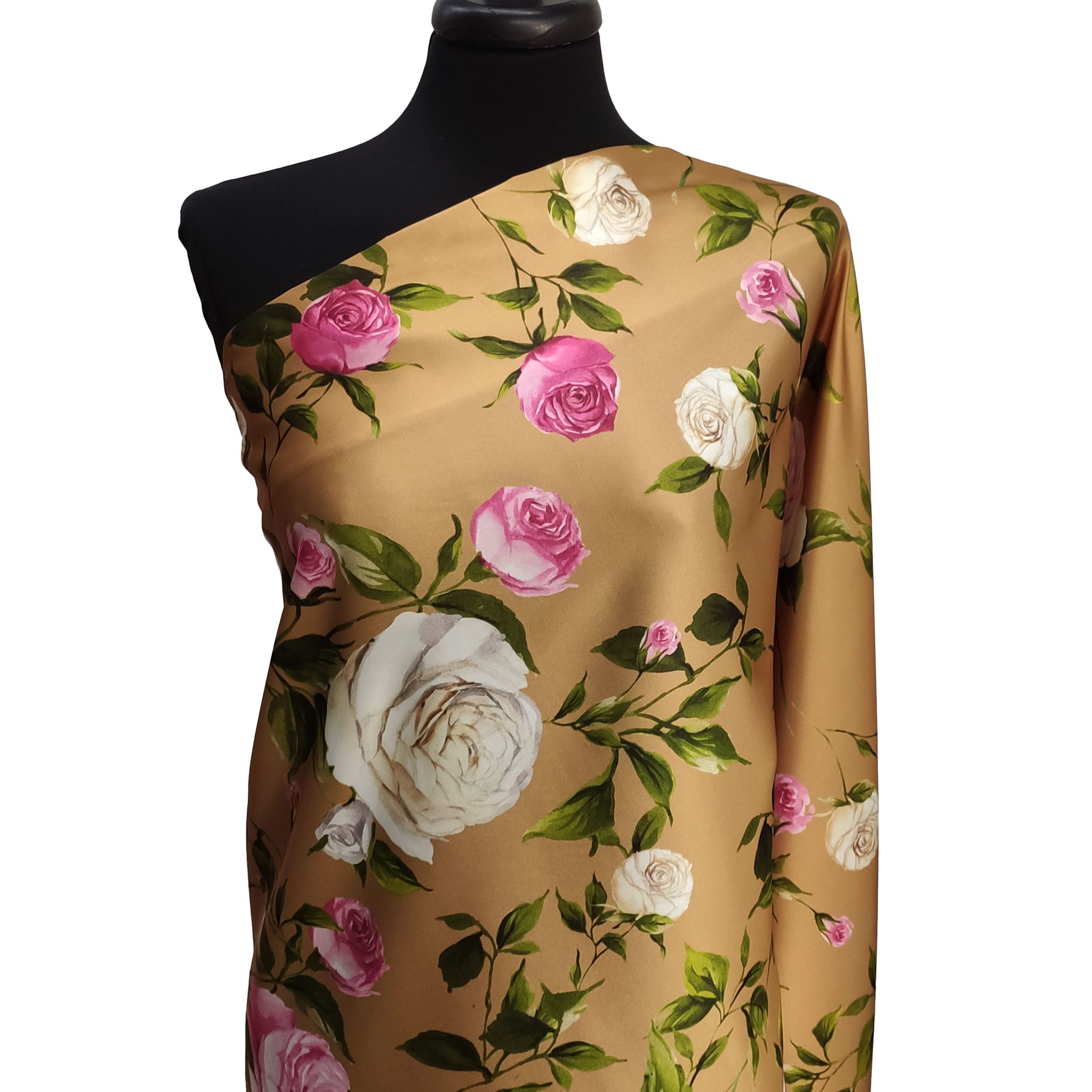 Rasetto Elasticizzato Setato Sfondo Moda Nocciola con Rose