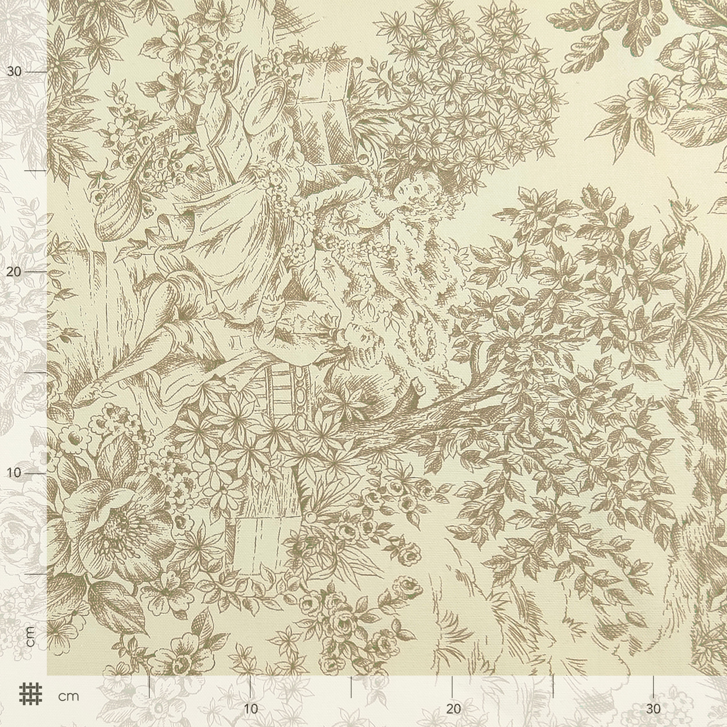 Tessuto Panama Toile De Jouy Beige Sfondo Panna