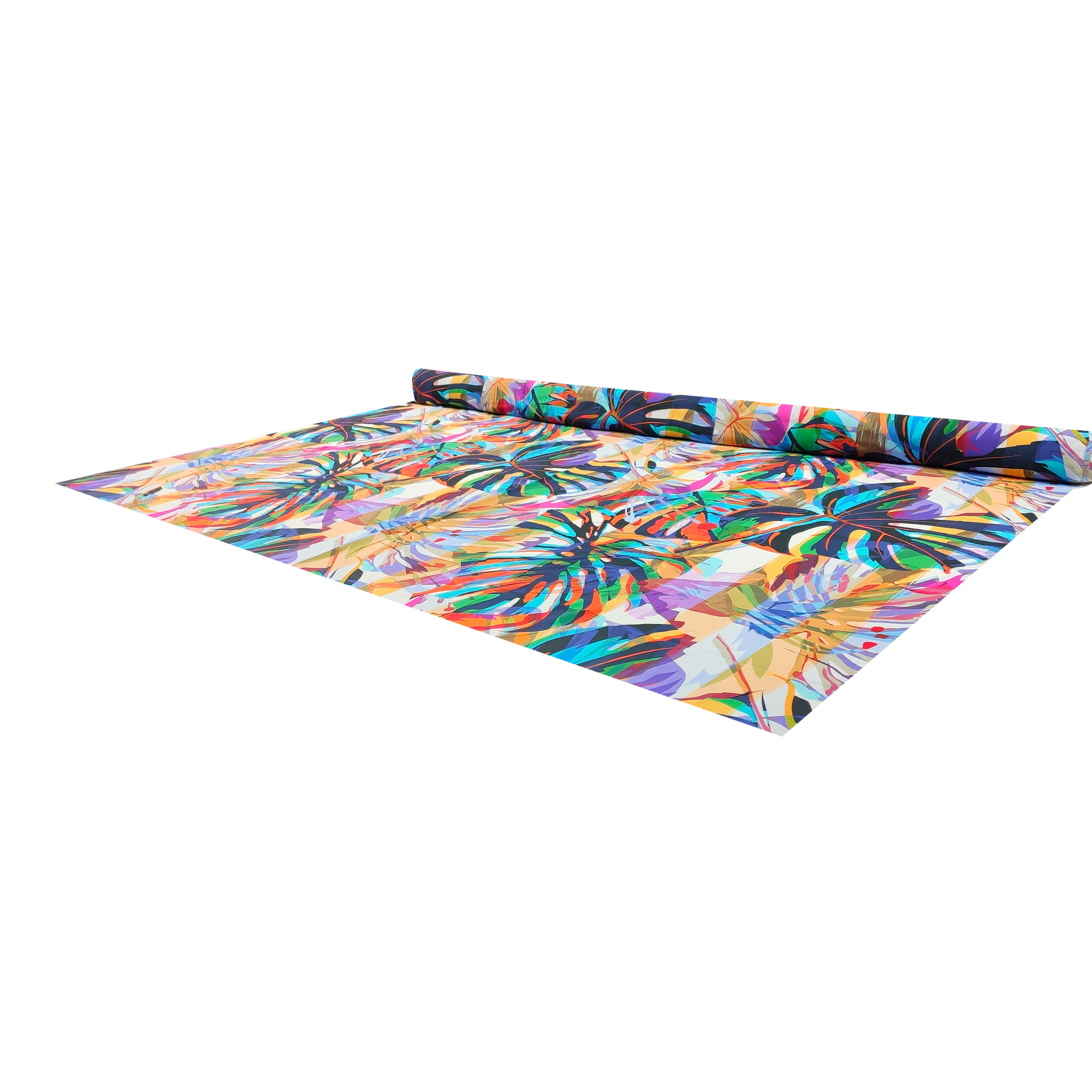 Viscosa Fantasia Astratta Foglie Multicolor