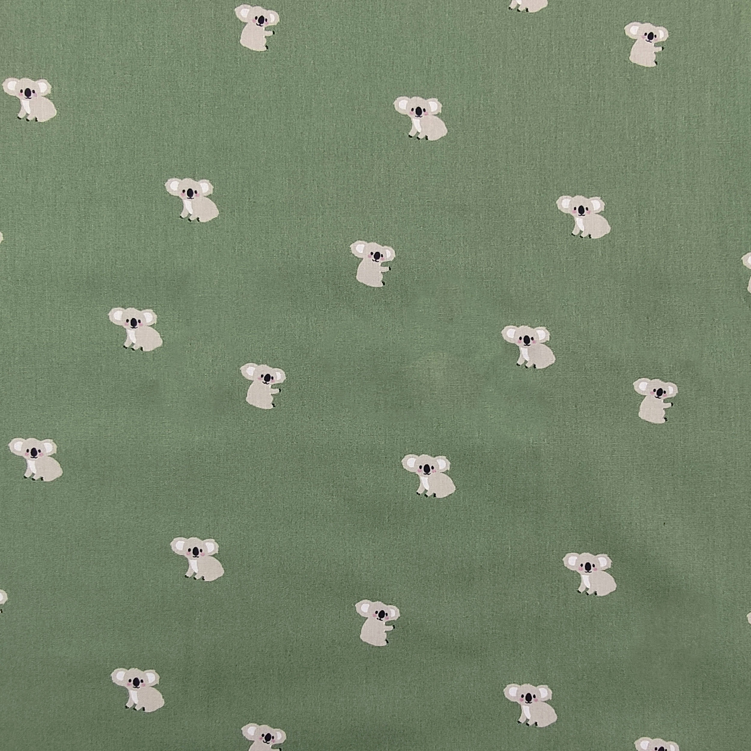 Popeline di Cotone Koala Sfondo Verde