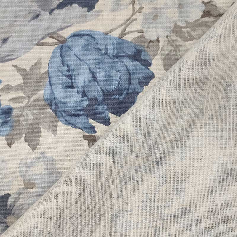 Tessuto cotone fiore grande azzurro