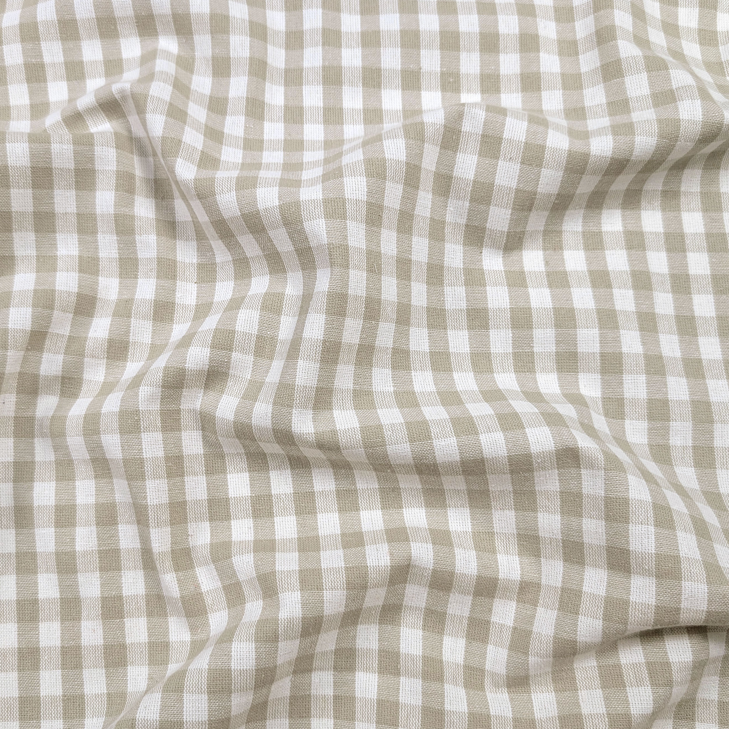Cotone Lavato Tinto in Filo Quadretti Beige Image
