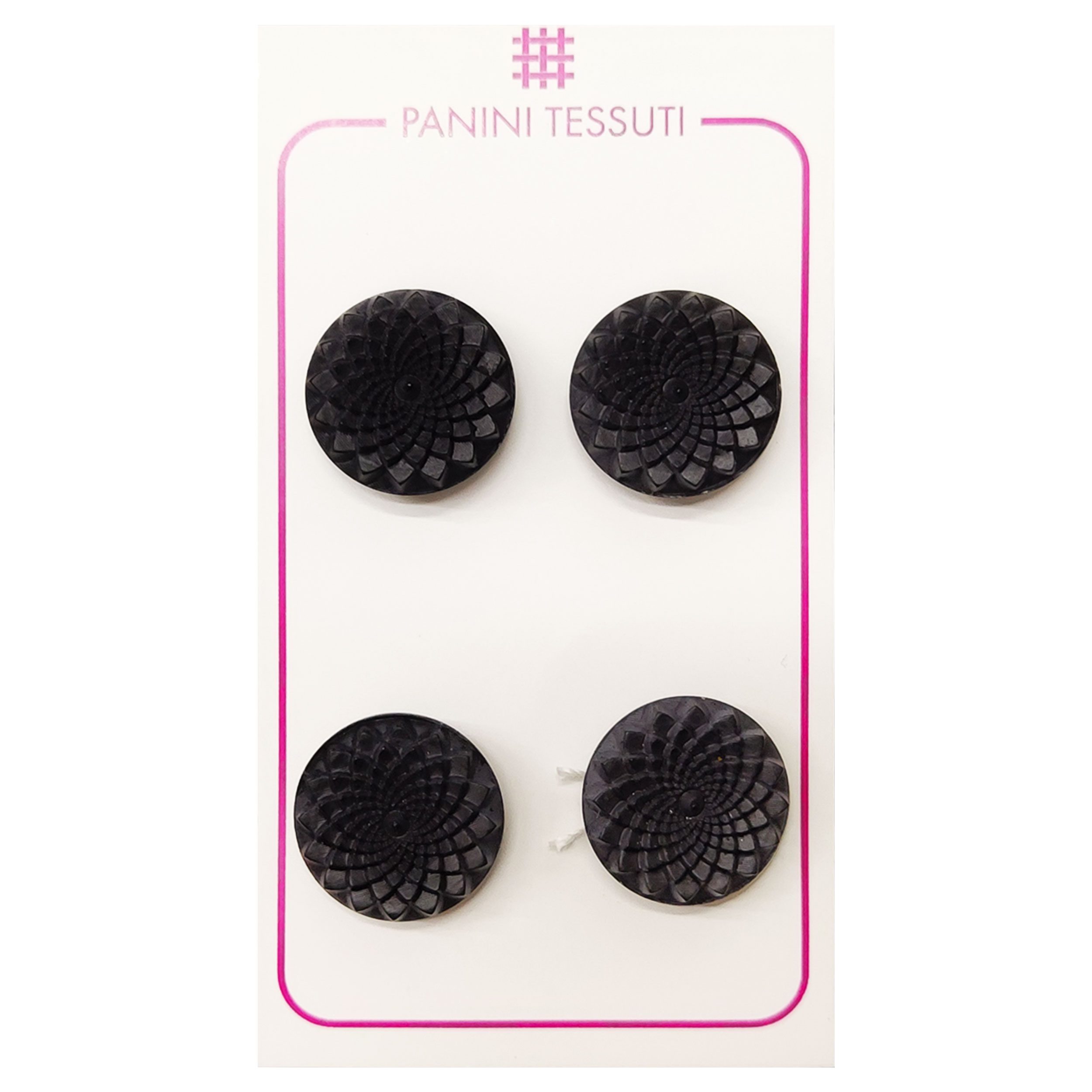Bottoni Decorati Fiore Colore Nero 4 Pezzi - Lin 28