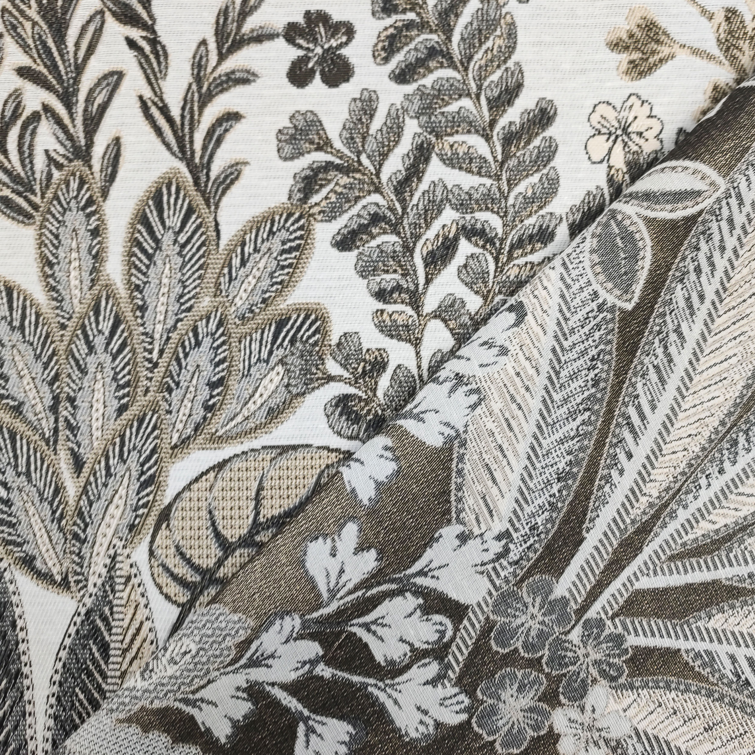 Tessuto Jacquard Floreale Toni Neutri