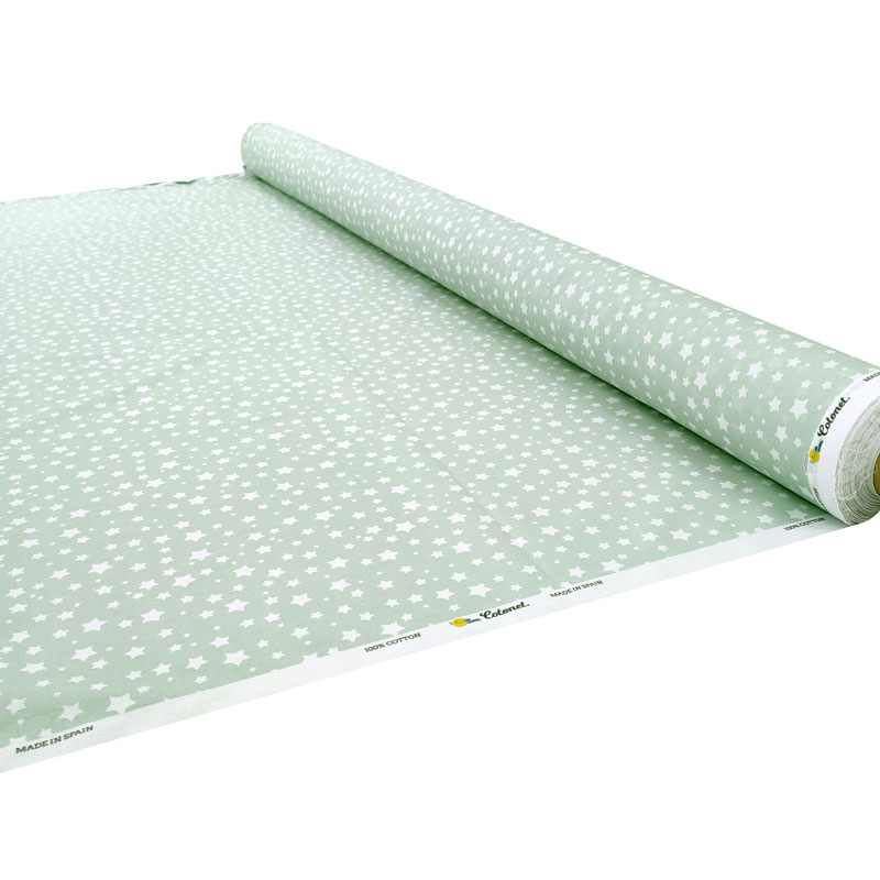 Tessuto Cotone Fantasia Stelline Verde