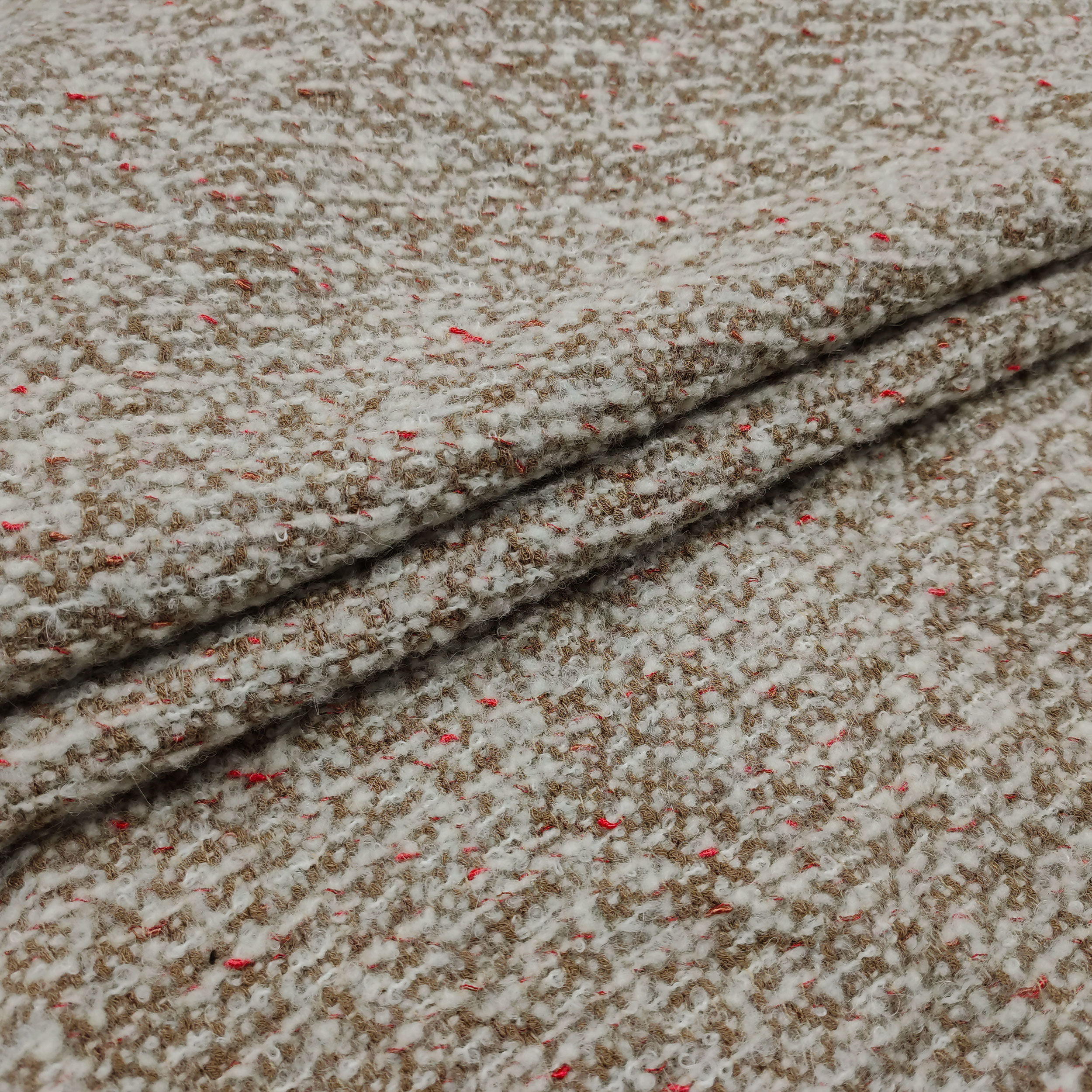 Tessuto Cappotto Intrecciato Beige Melange