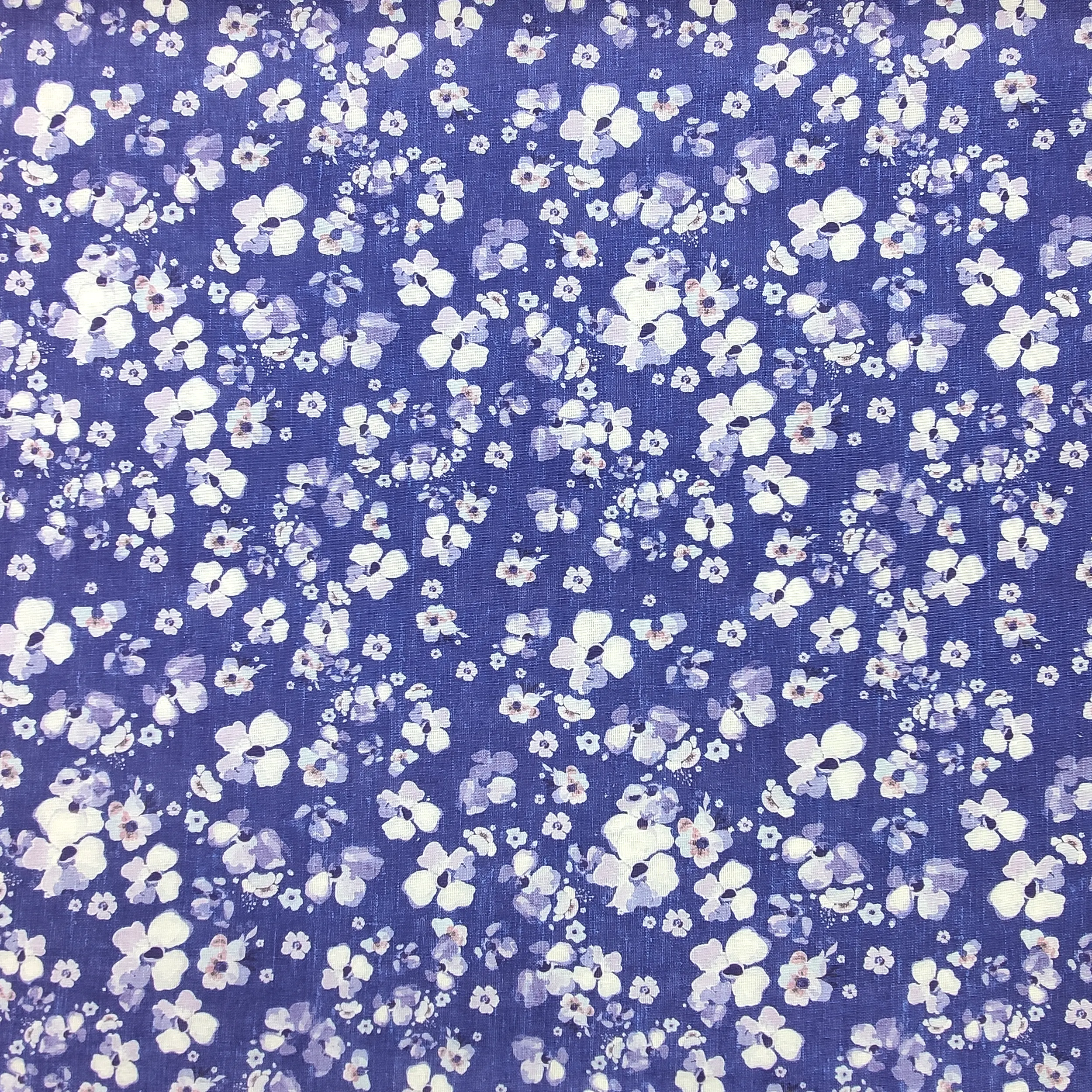 Tessuto Arredo Fantasia Fiori Bianchi Sfondo Viola