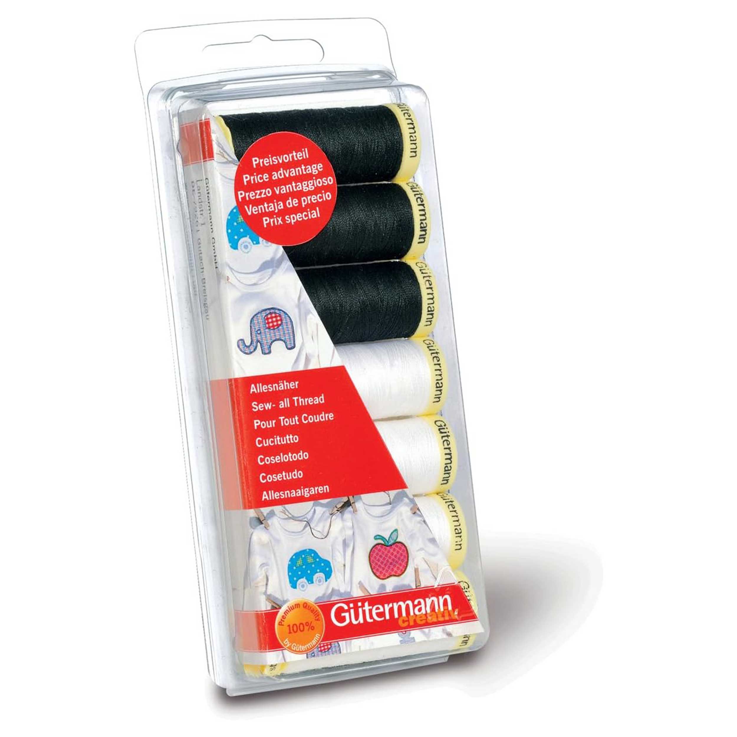 Gutermann Cucitutto 7 Bobine 100 m Bianco e Nero Image