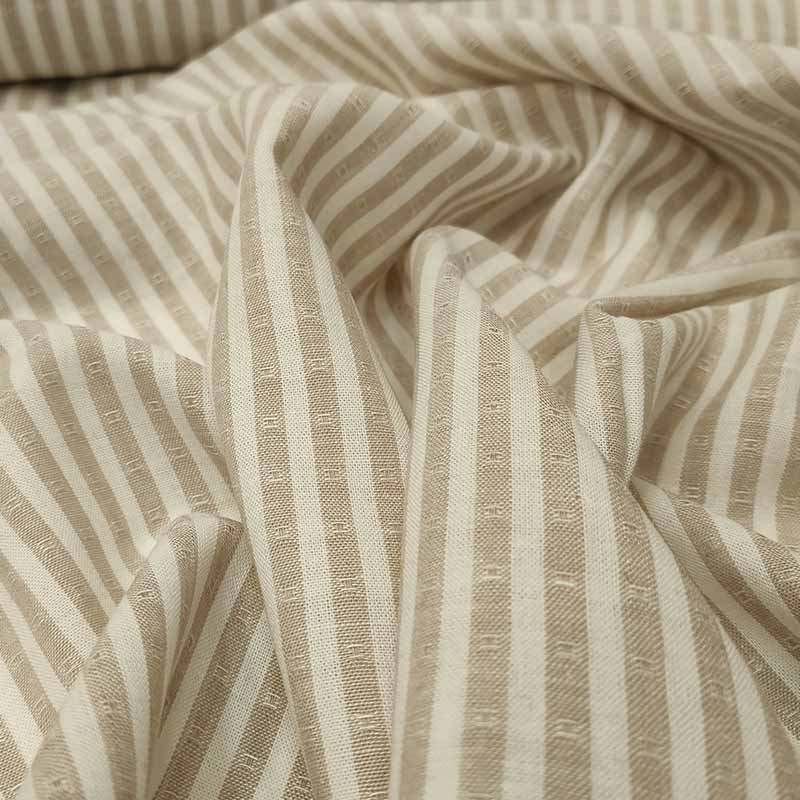 Tessuto di lino mille righe beige
