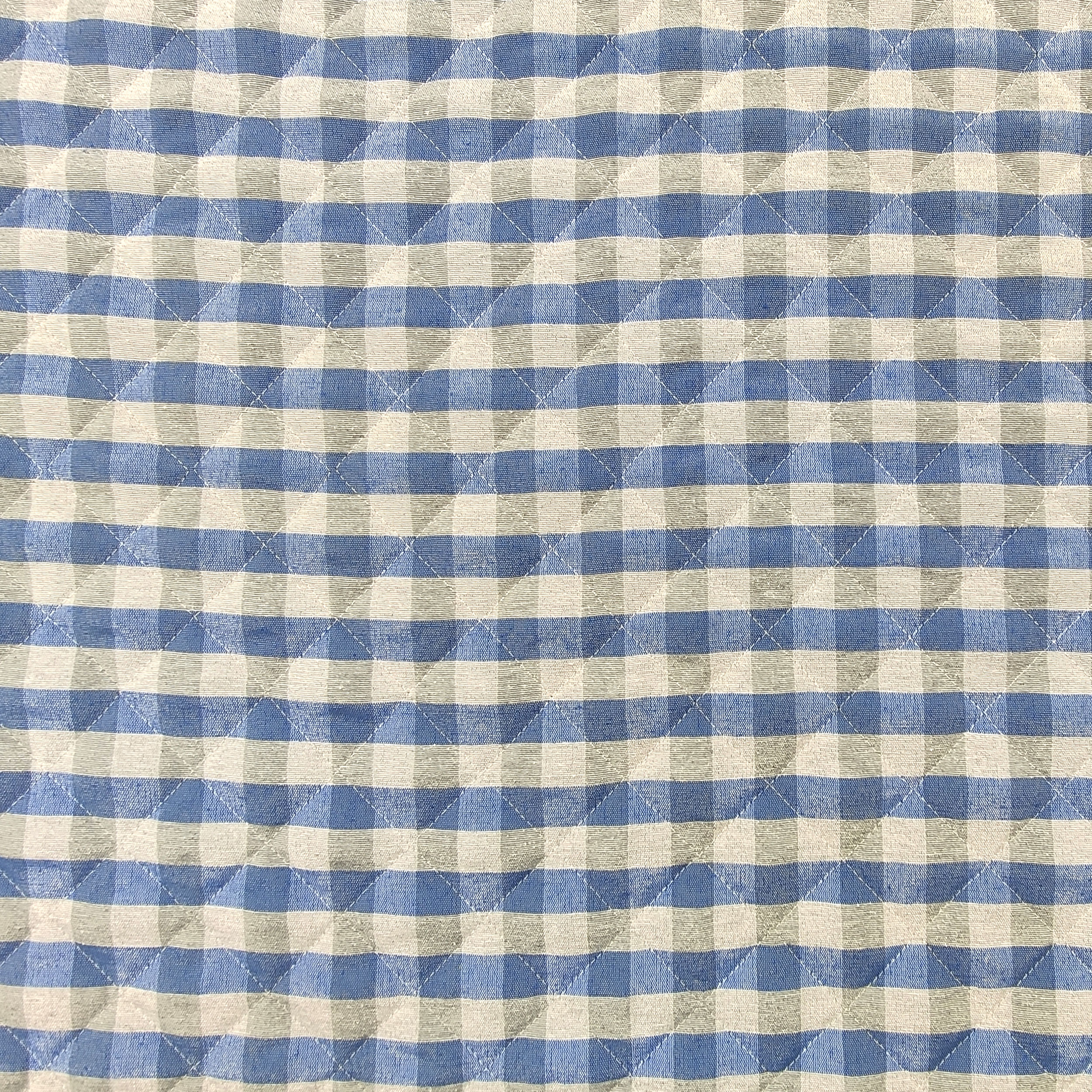 Tessuto Trapuntato Quadretti Azzurro e Grigio