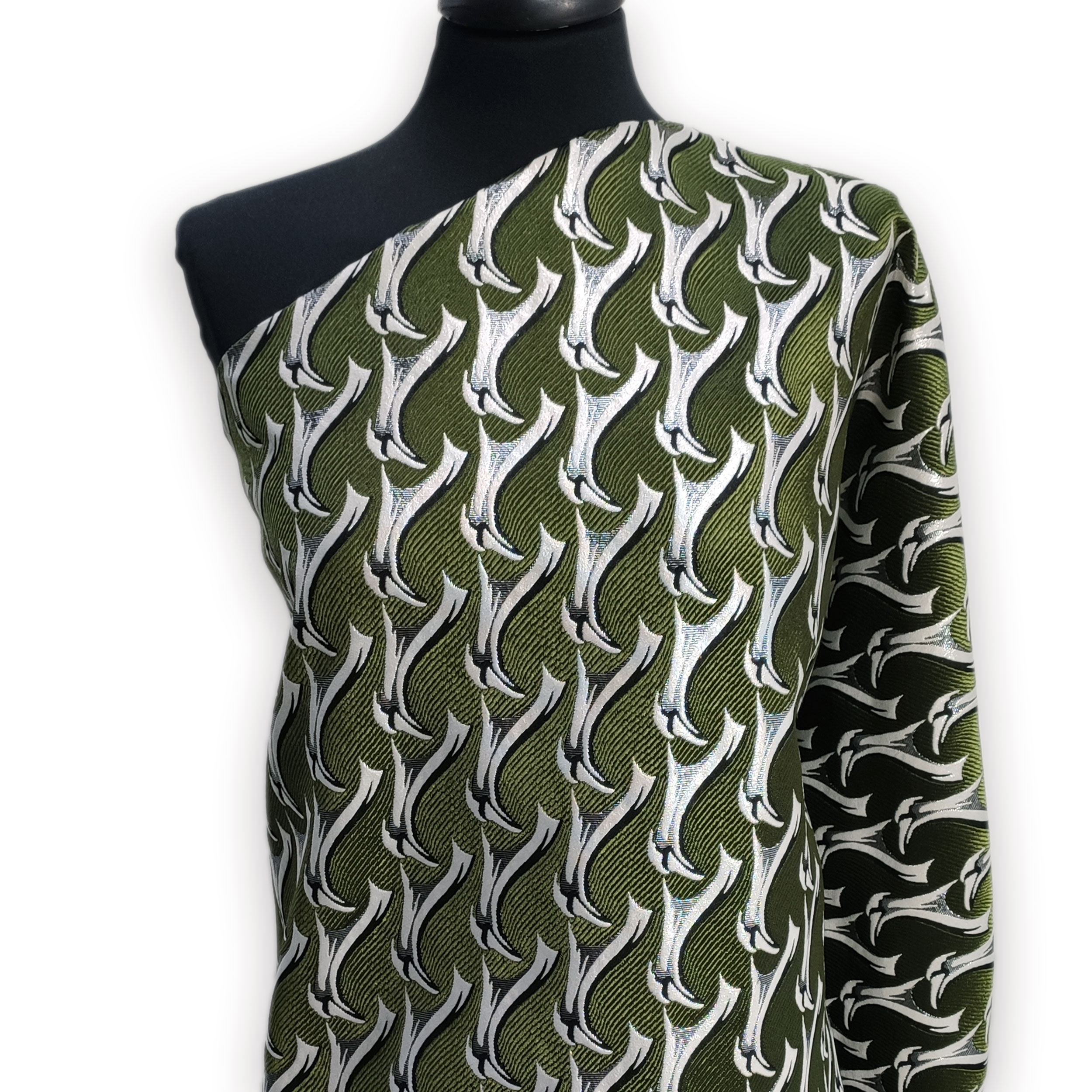 Broccato Fantasia Alta Moda Verde e Argento Lurex Image