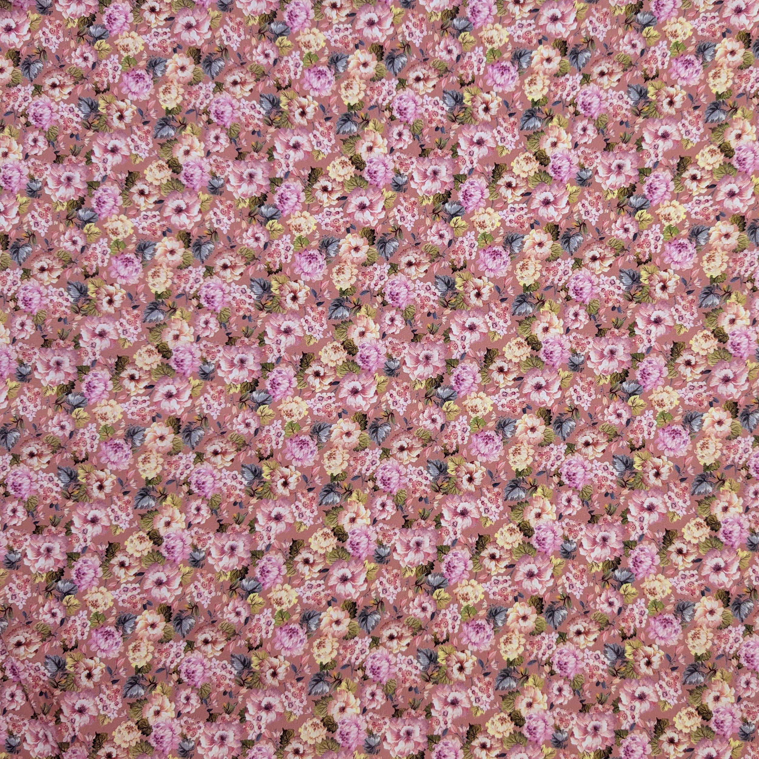 Popeline Cotone Bouquet Romantico Rosa Image