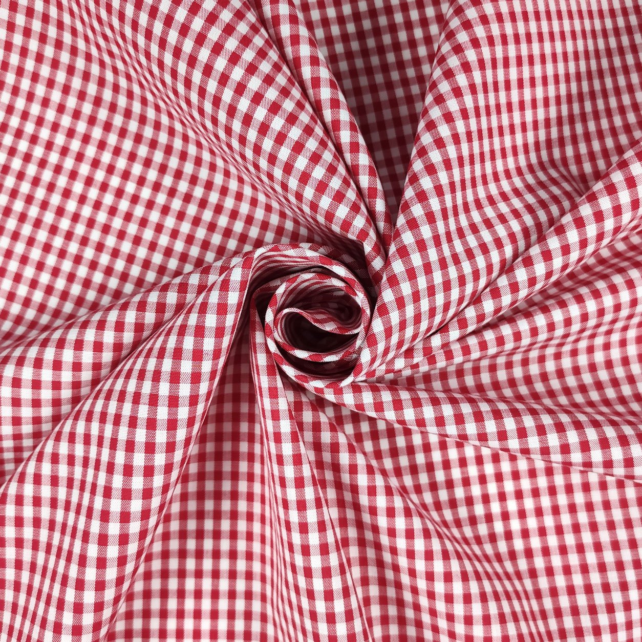 Tessuto di cotone quadretto tinto in filo rosso
