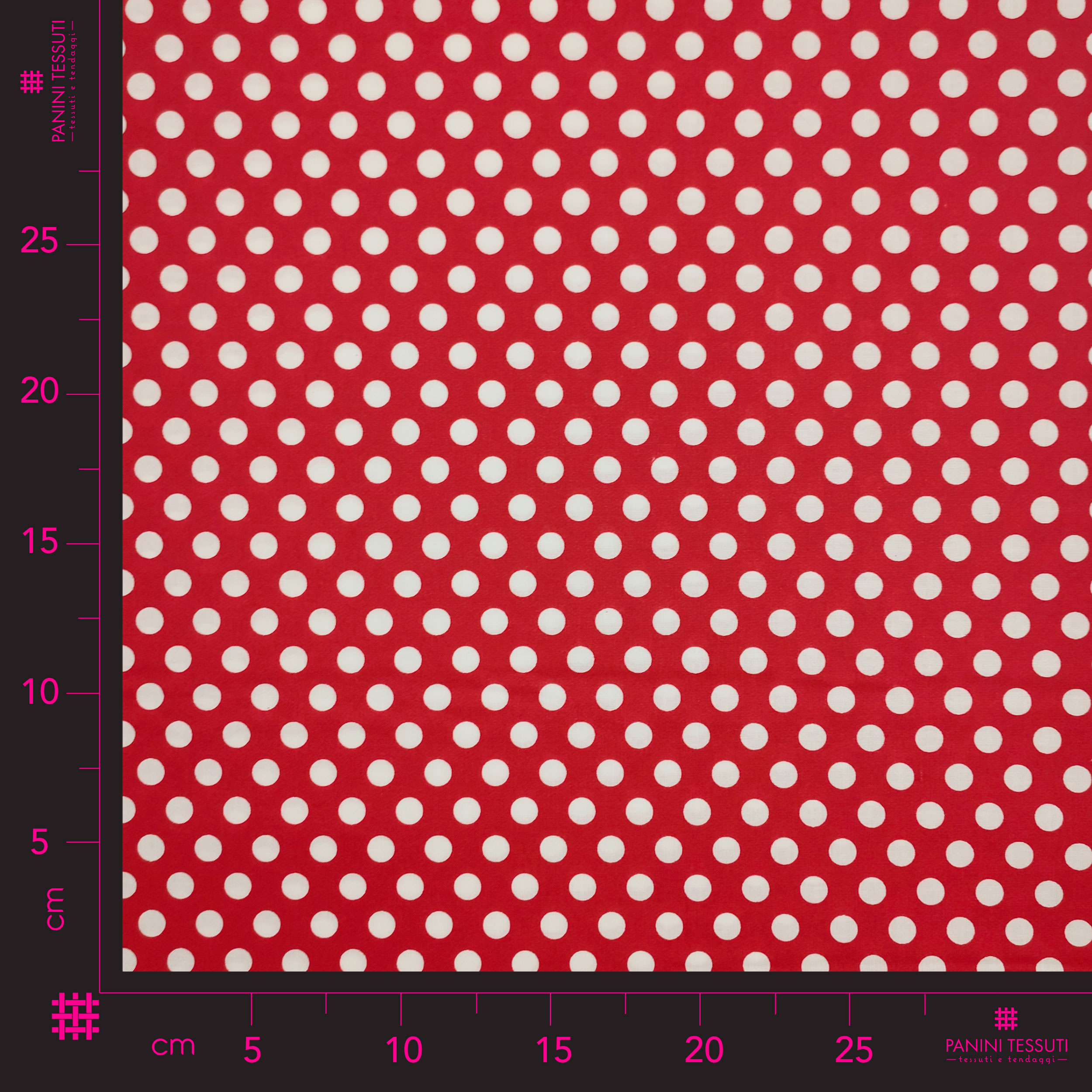 Tessuto Cotone Rosso a Pois Grandi Image