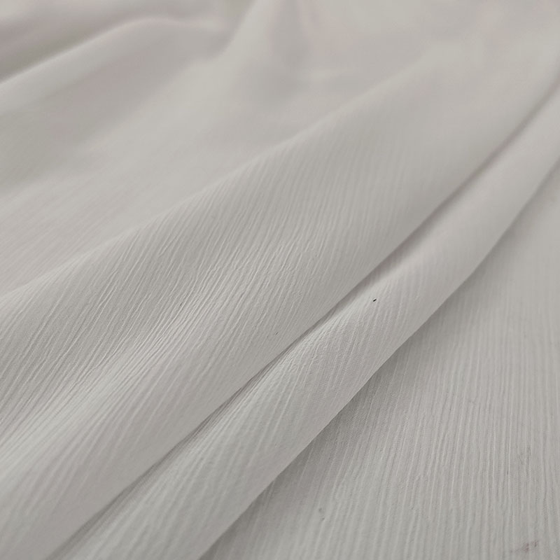 Chiffon 100% Seta Plissè Gesso Image