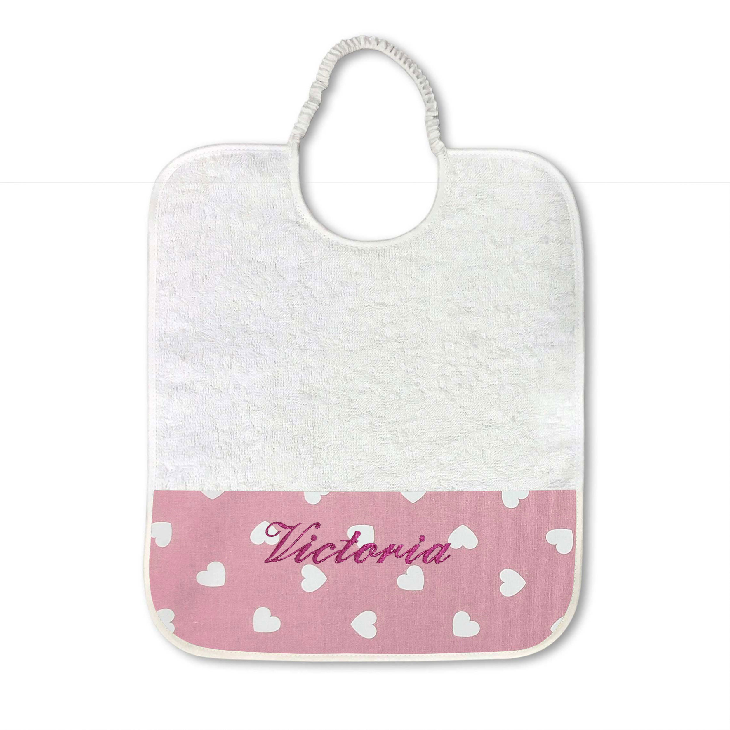 Bavaglino Cuori Bianchi Sfondo Rosa Antico Image