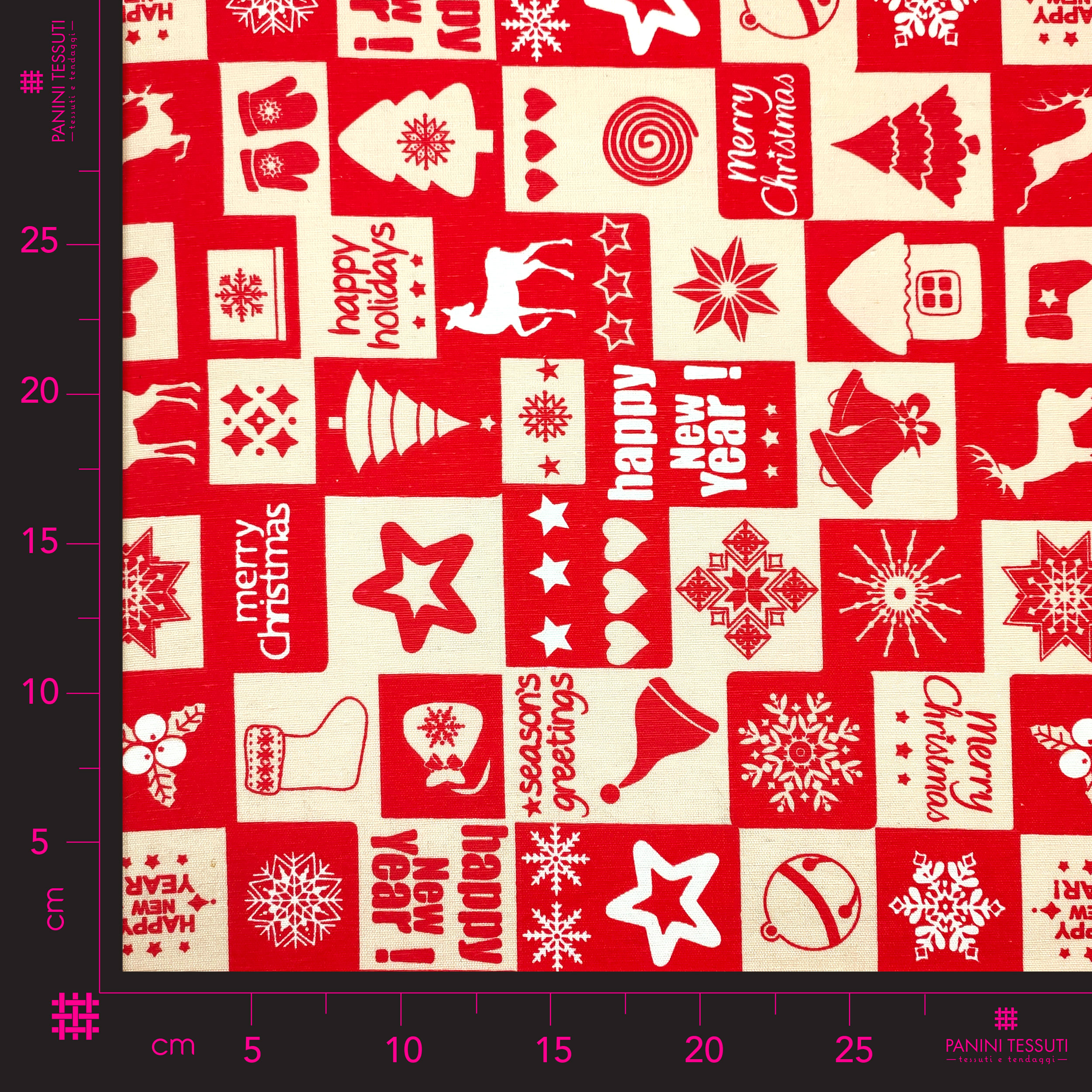 tessuto online natalizio patchwork rosso