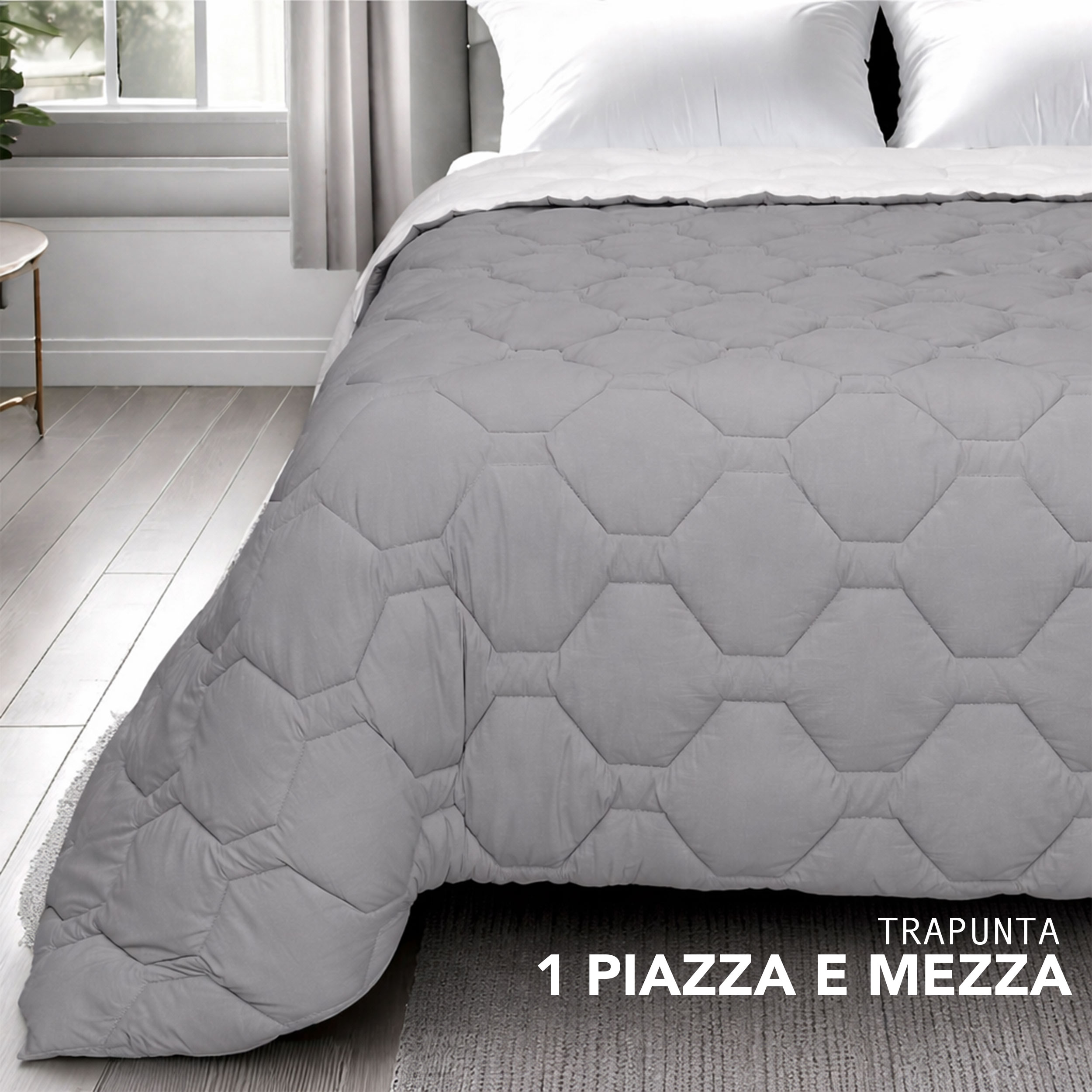 Trapuntato Piazza e Mezza Pesante Bicolore Grigio Image