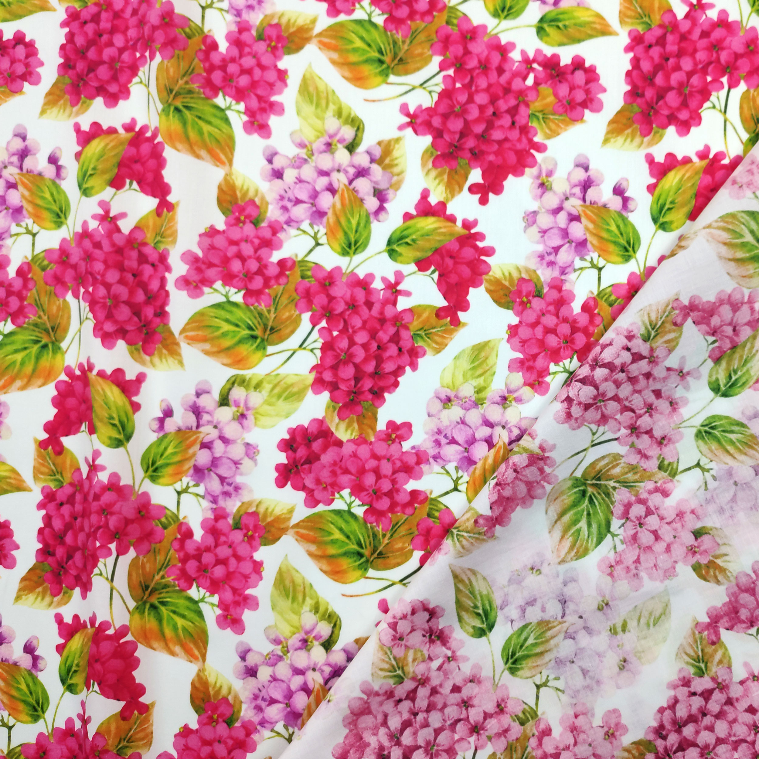 Rasatello Cotone Bianco Fiorellini in Rosa