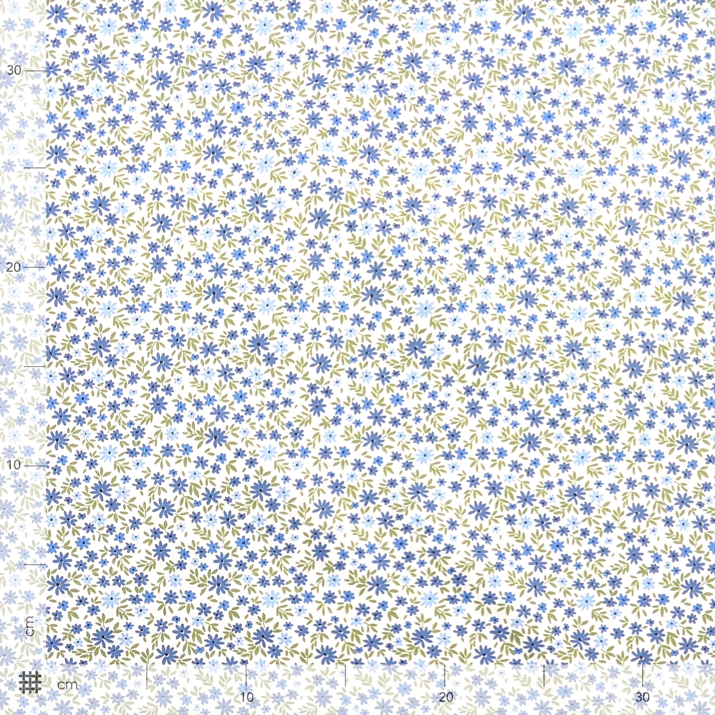 Popeline Cotone Fiorellini Azzurro e Blu Image