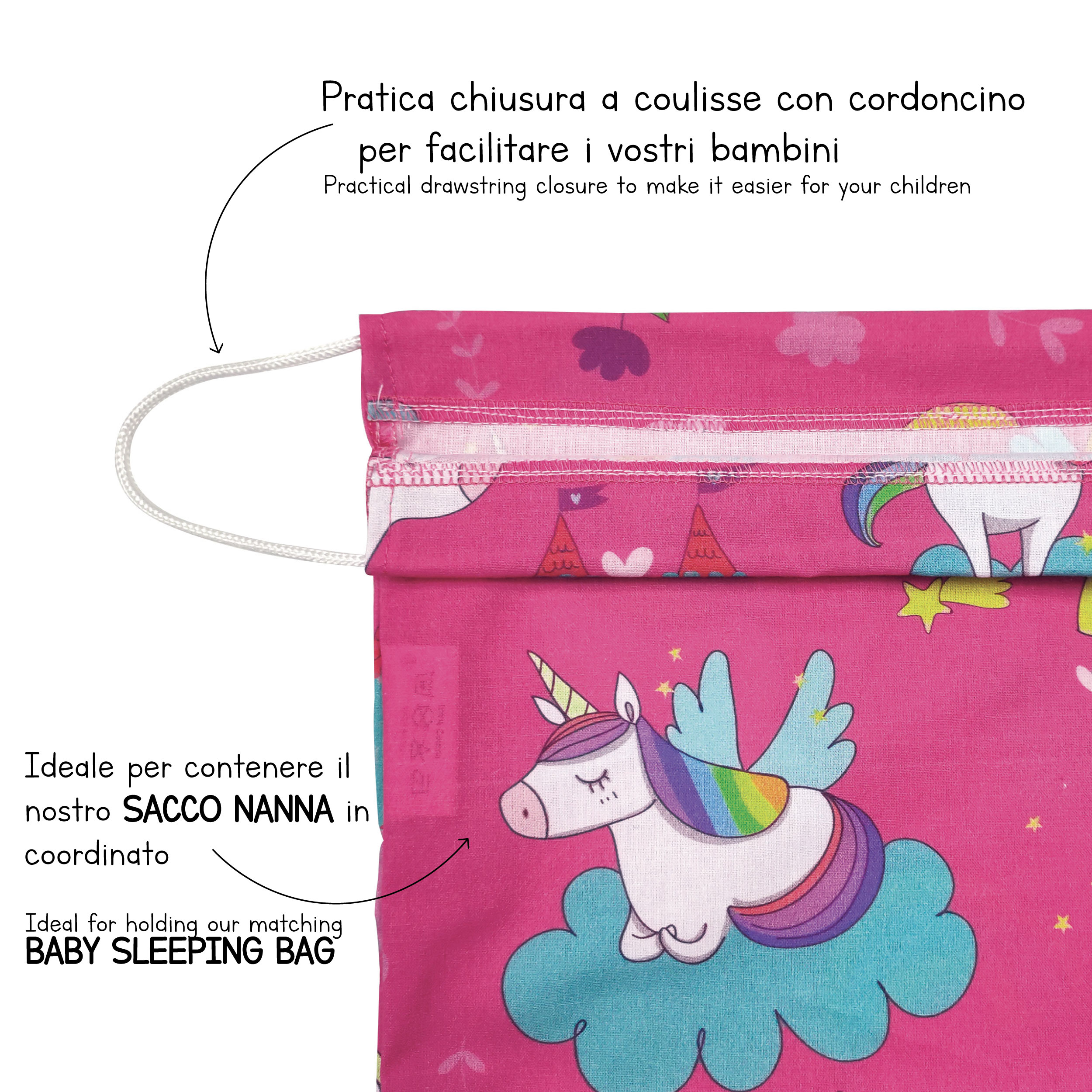 Sacchetto Asilo Unicorni e Castelli