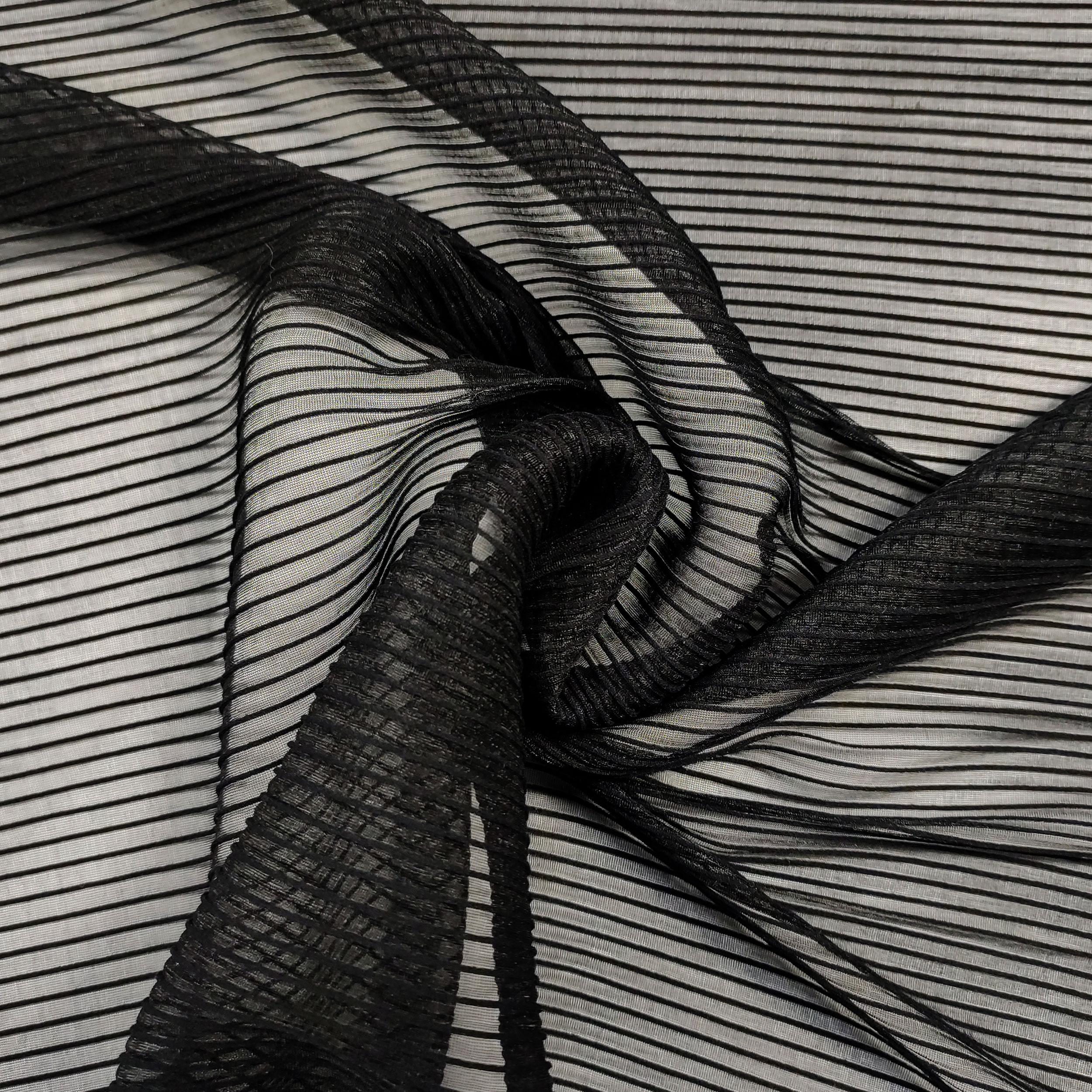 Organza Elasticizzata Righina Rilievo Nera Image
