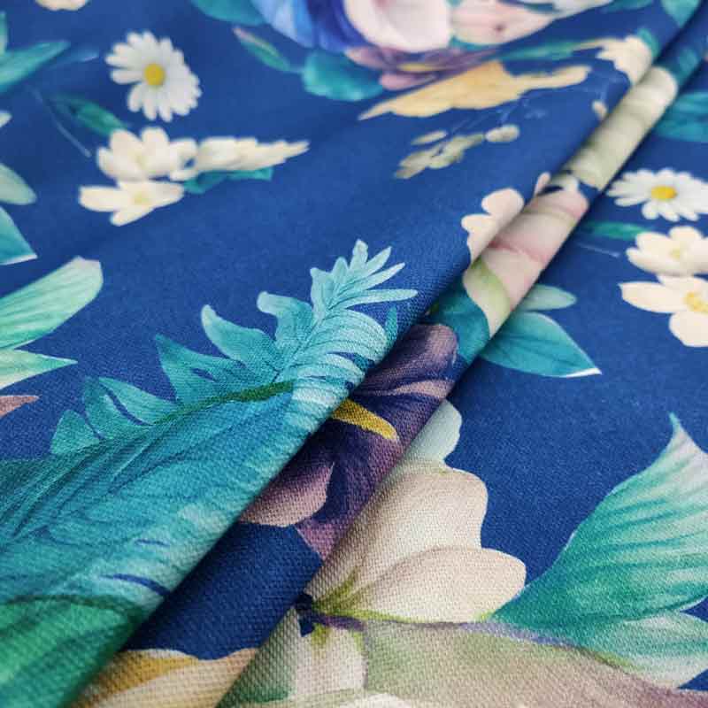 Tessuti arredamento online fiori estivi bluette