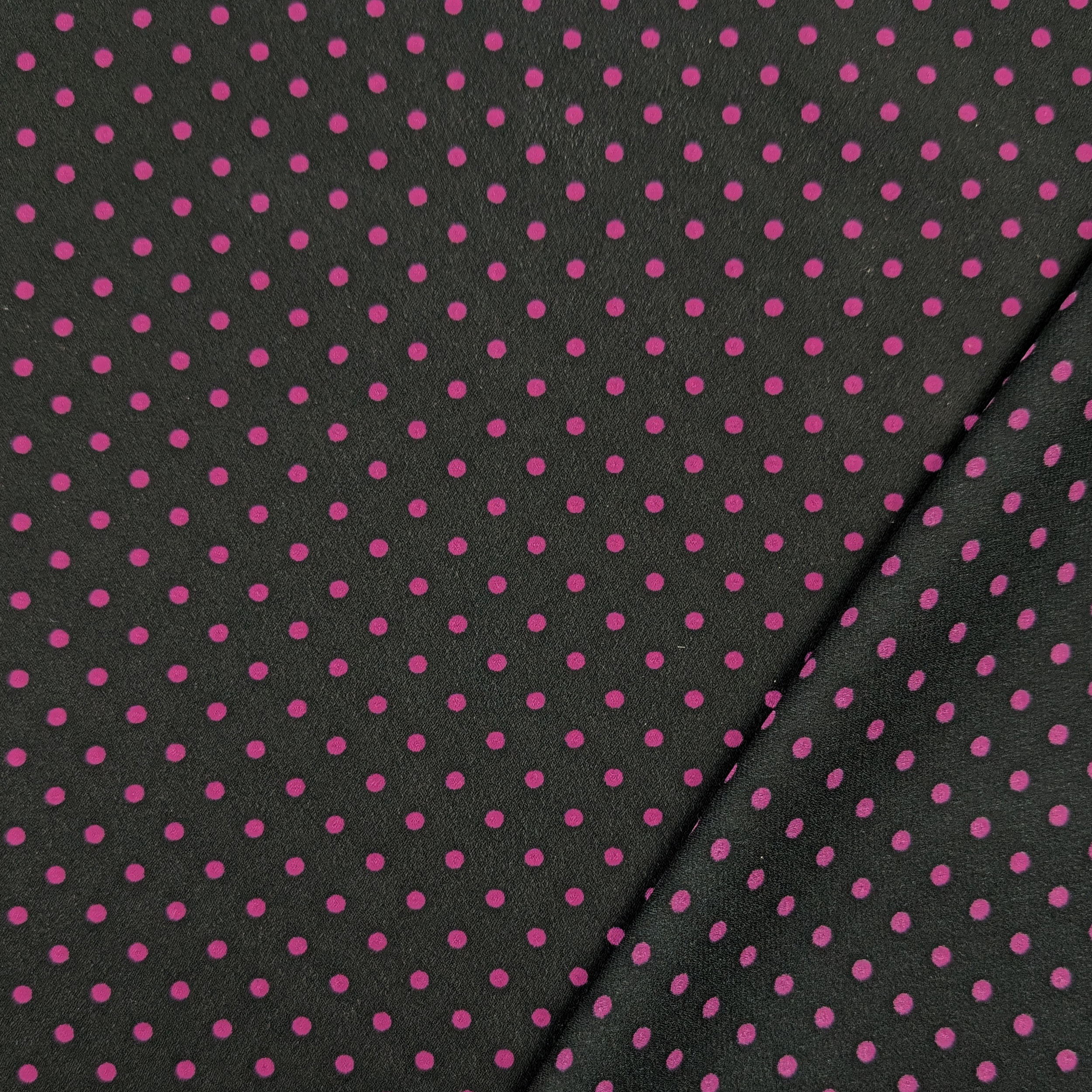 Georgette Nero con Pois Fuxia Image