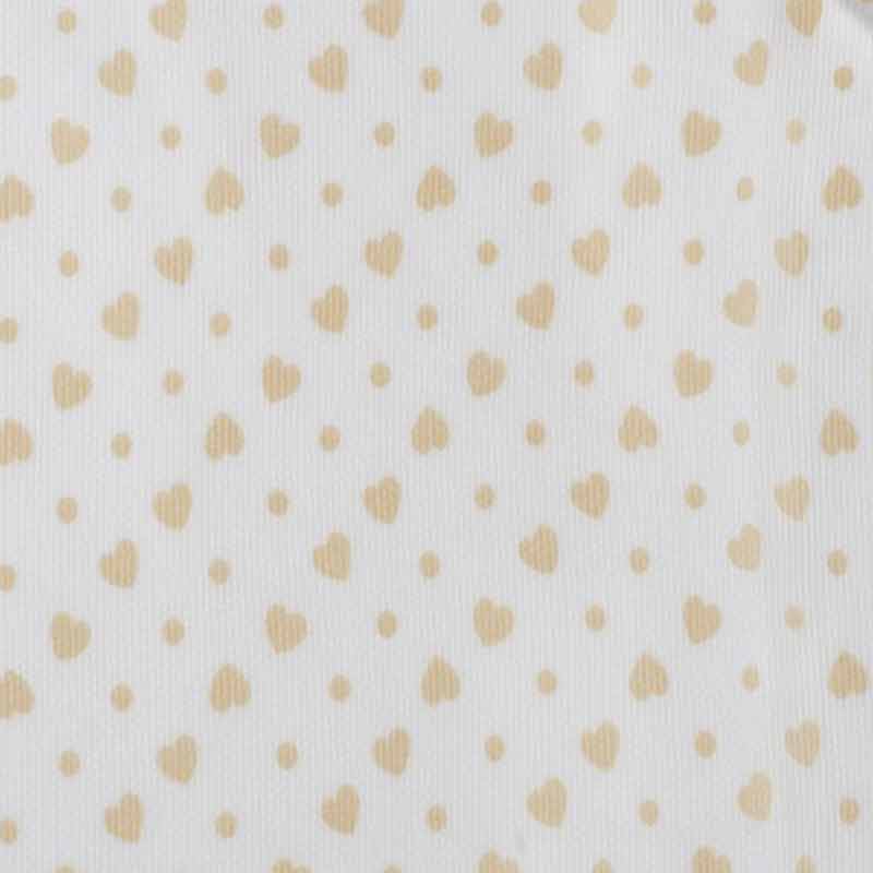 Tessuto Piquet Cuori e Pois Colorati Beige 316