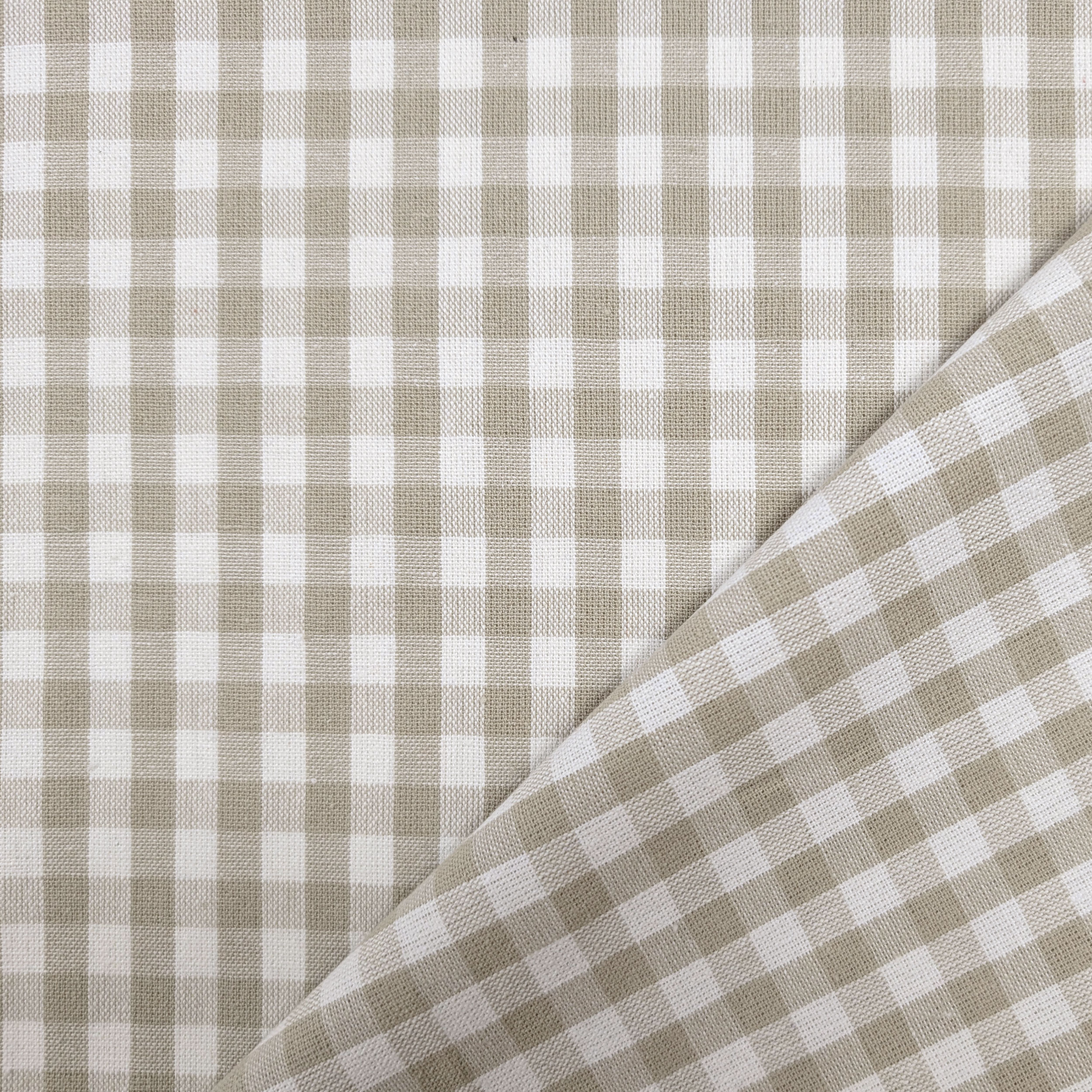 Cotone Lavato Tinto in Filo Quadretti Beige Image