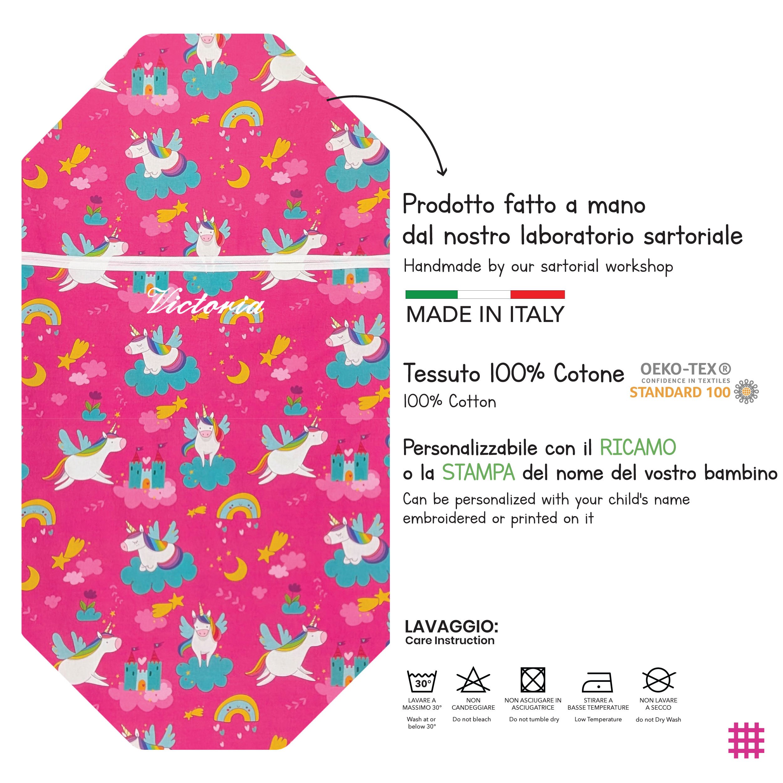 Sacco Nanna Estivo Sagomato per Brandine Unicorni e Castelli Image