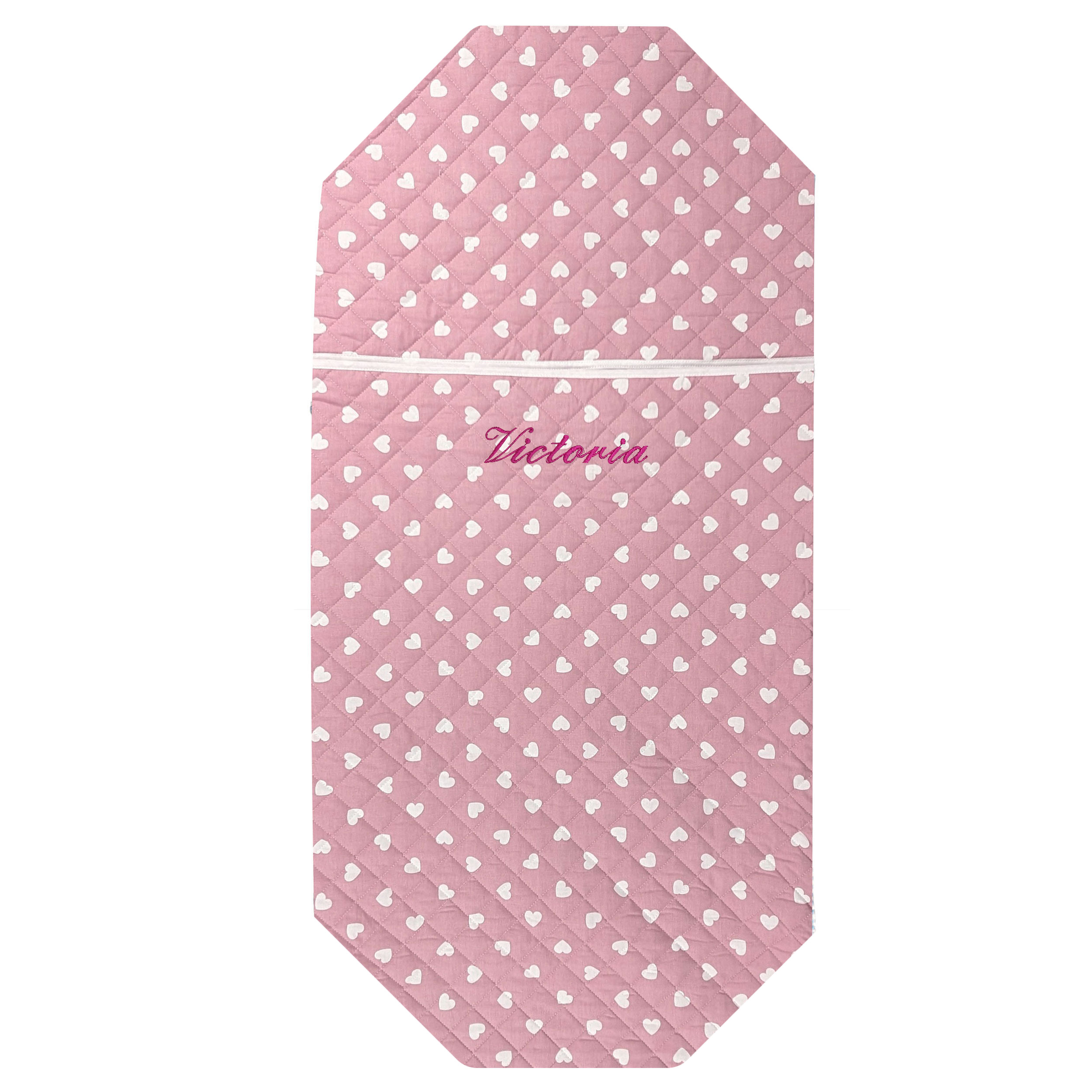 Sacco Nanna Sagomato per Brandine Cuori Bianchi con Sfondo Rosa Antico Image