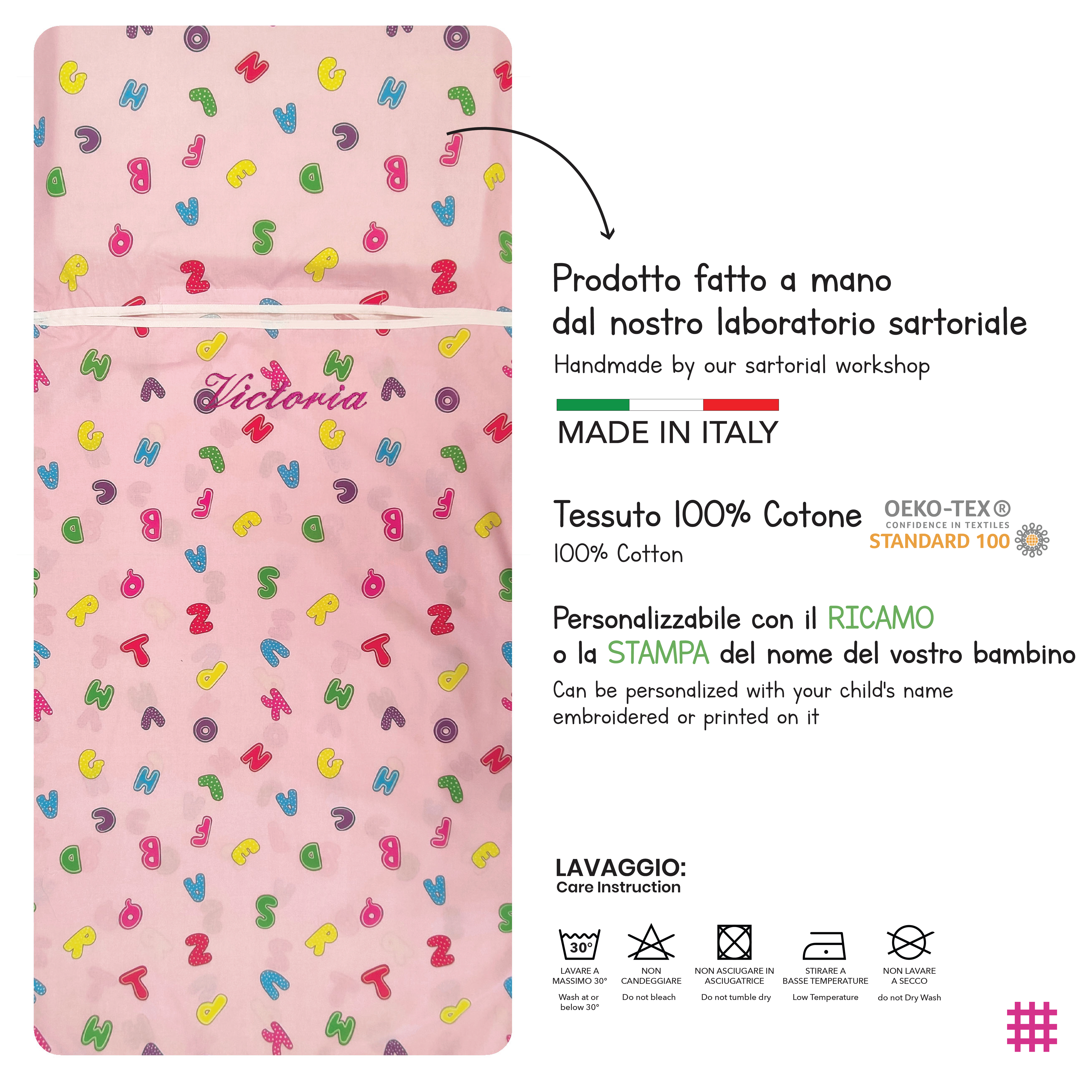 Sacco Nanna Estivo Alfabeto Sfondo Rosa Image