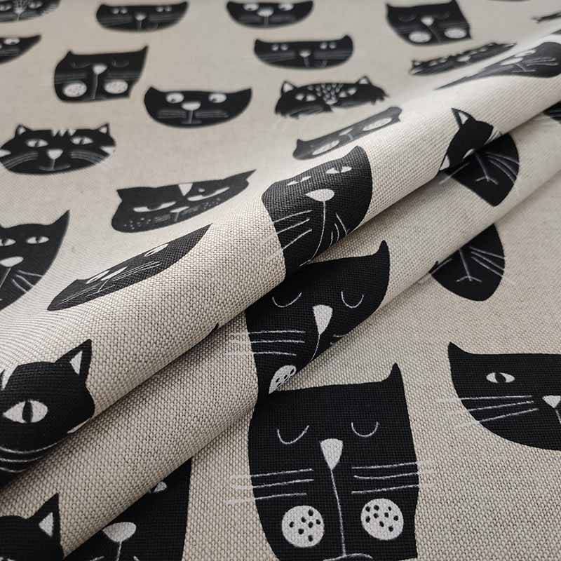 Tessuto arredo misto cotone gatti