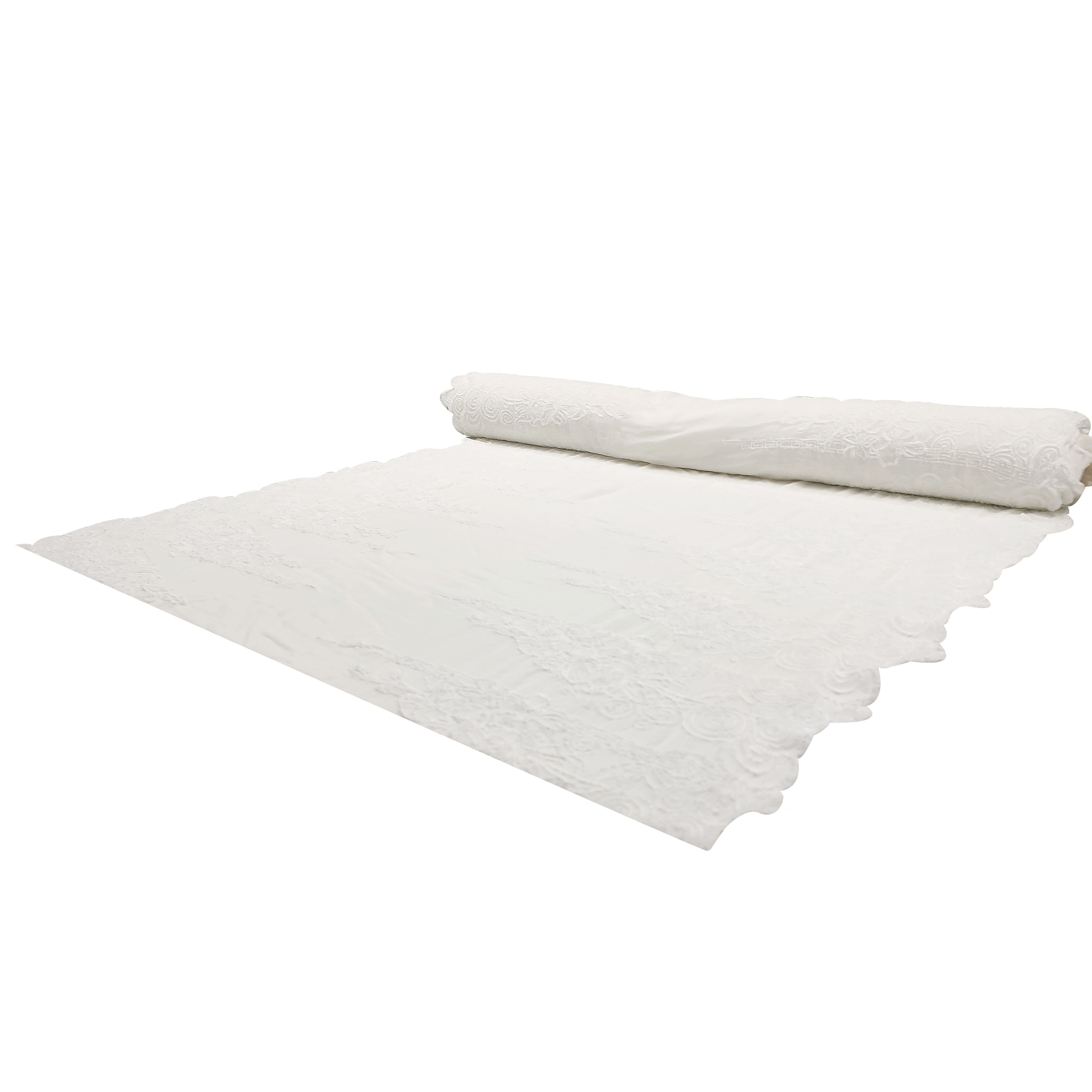Tessuto Chiffon Ricamato Doppio Smerlo Bianco