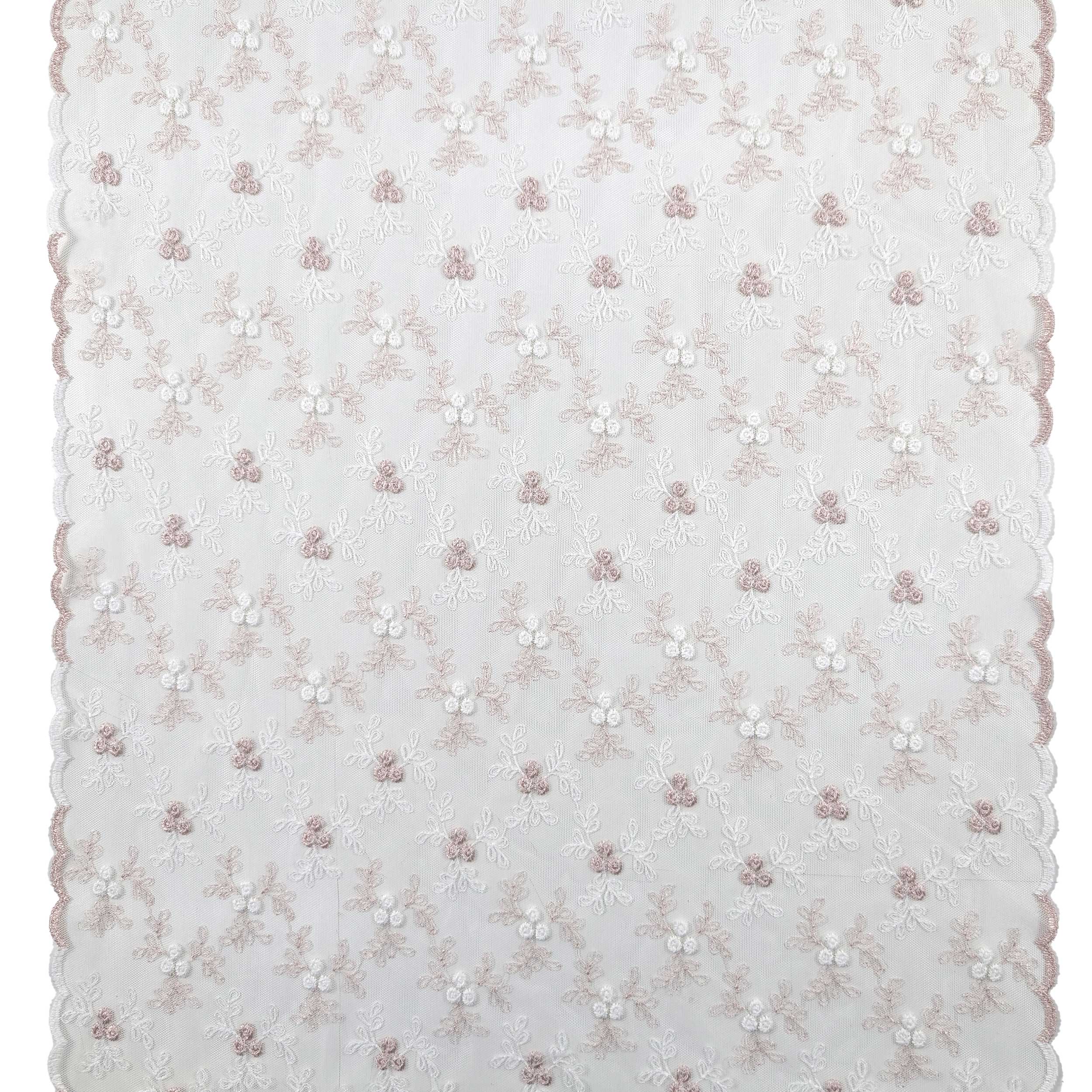Tessuto Tendino Pizzo Floreale Rosa Image