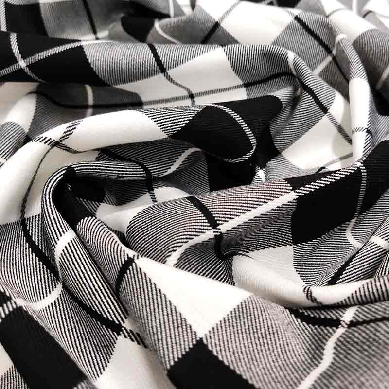 Tessuto Scozzese Quadri Bianco e Nero