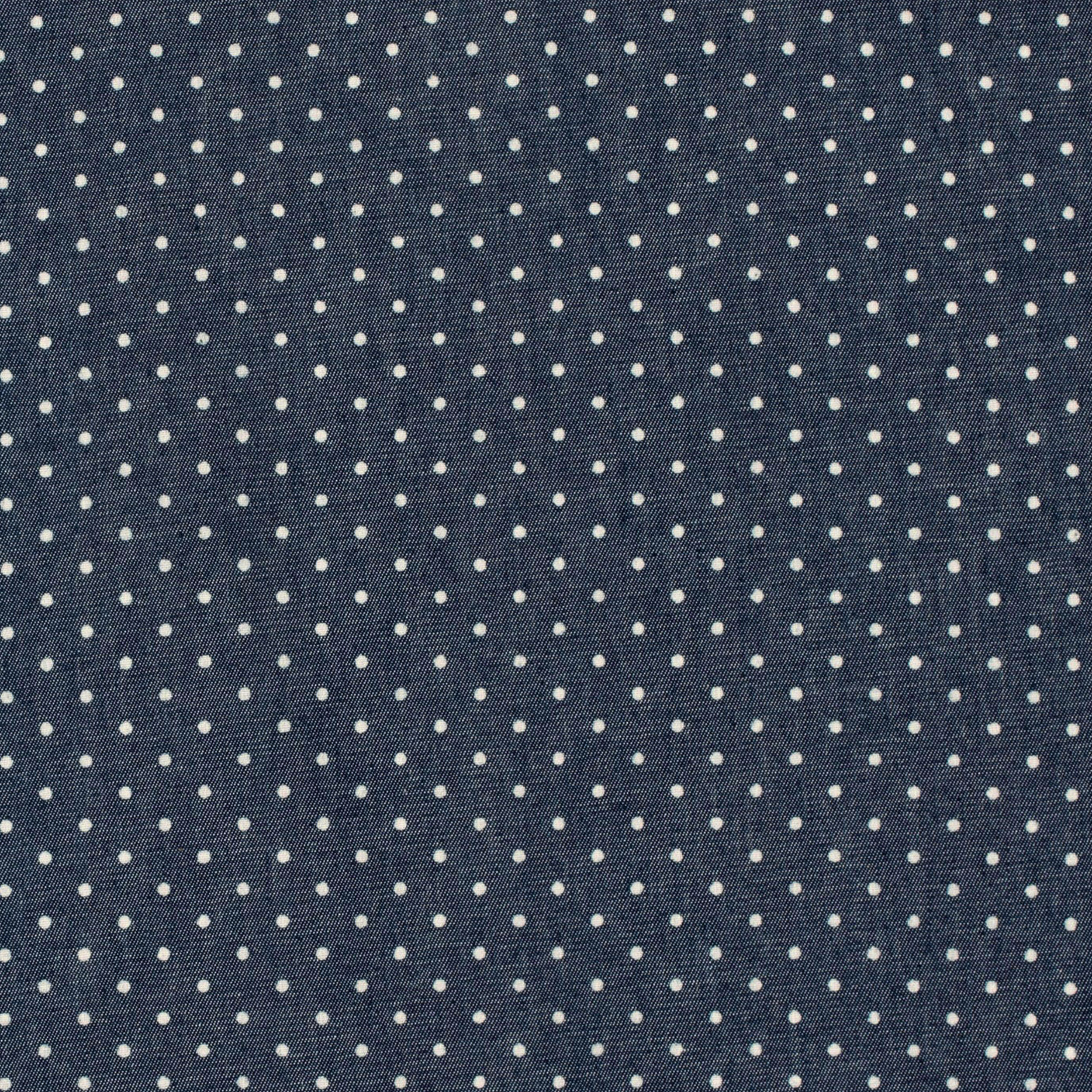 Jeans Leggero di Cotone Pois Bianchi