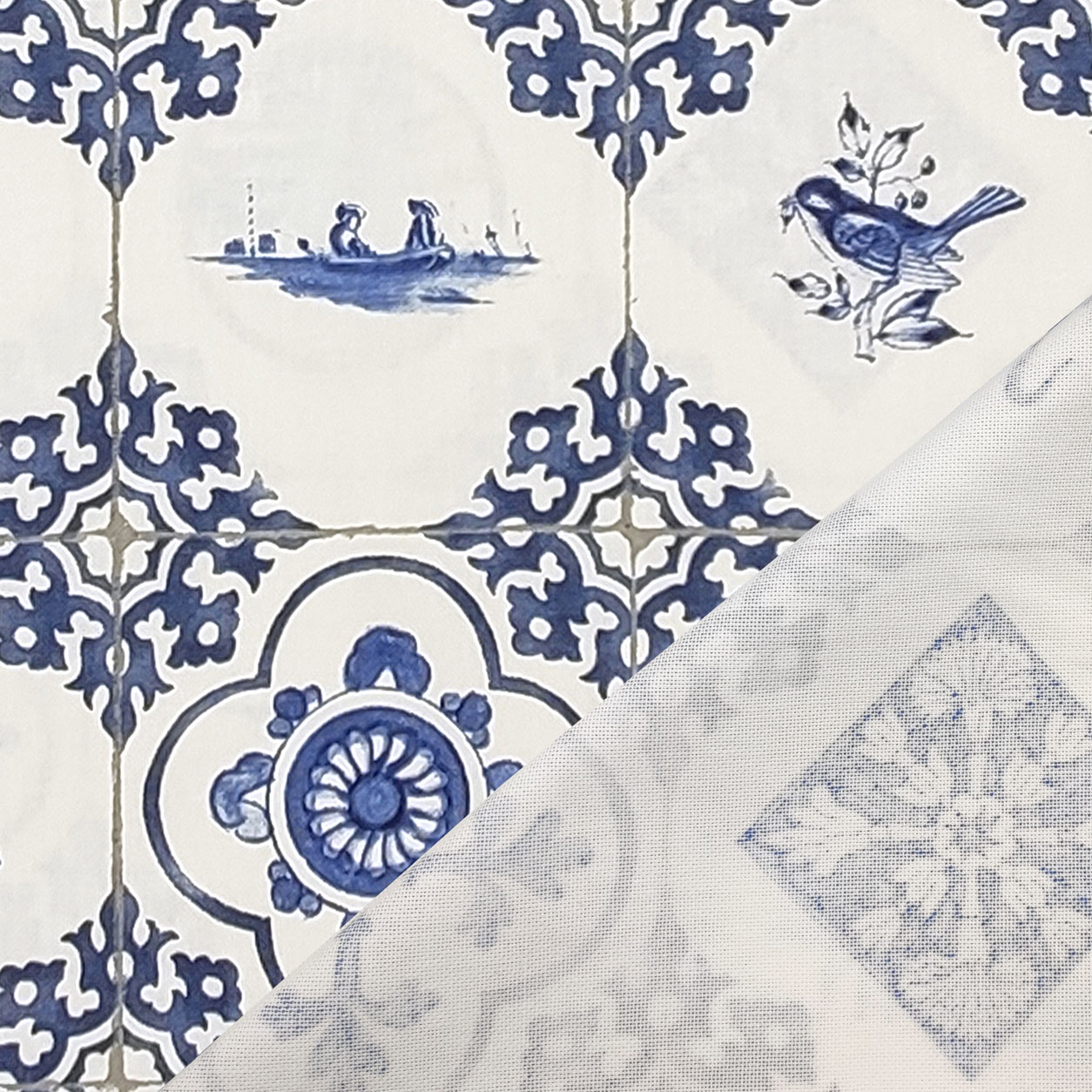 River Dream Tenda Doccia In Tessuto Blu Cielo, Misto Cotone, Con Fodera A Scatto, 180x218 Cm, Set 2 Pezzi