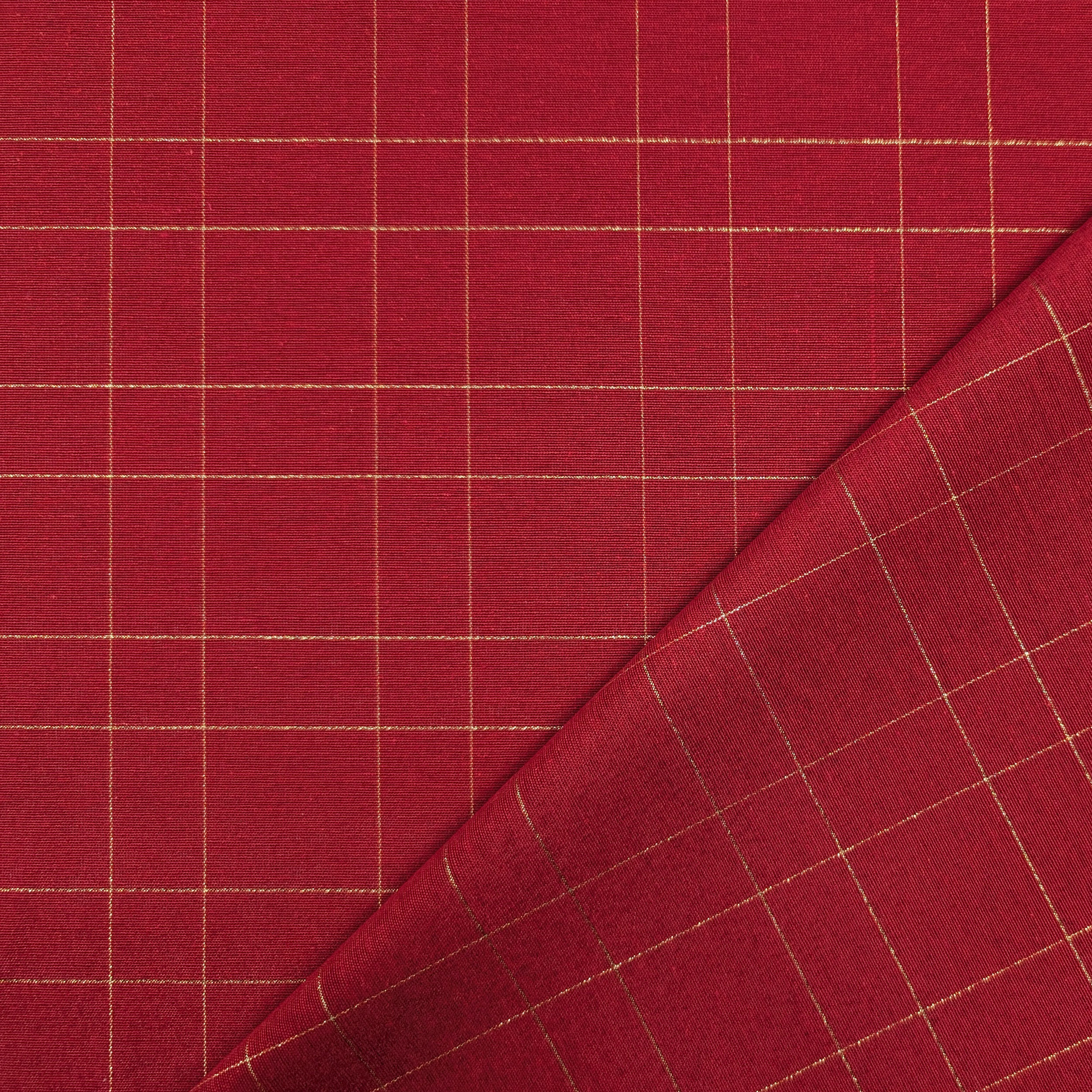 Misto Cotone Natalizio Rosso Righe Oro Lurex Image