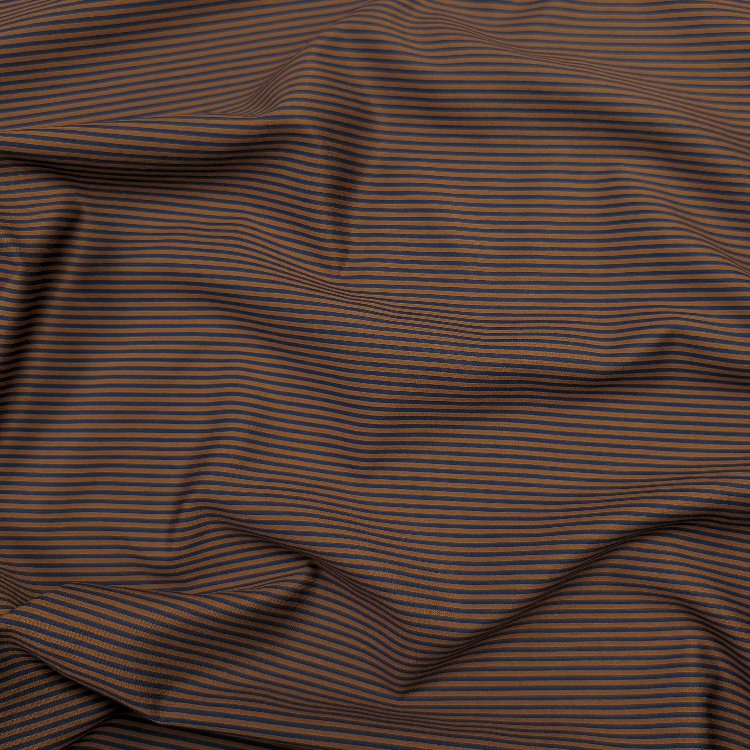 Misto Cotone Righe Orizzontali Blu e Biscotto Image