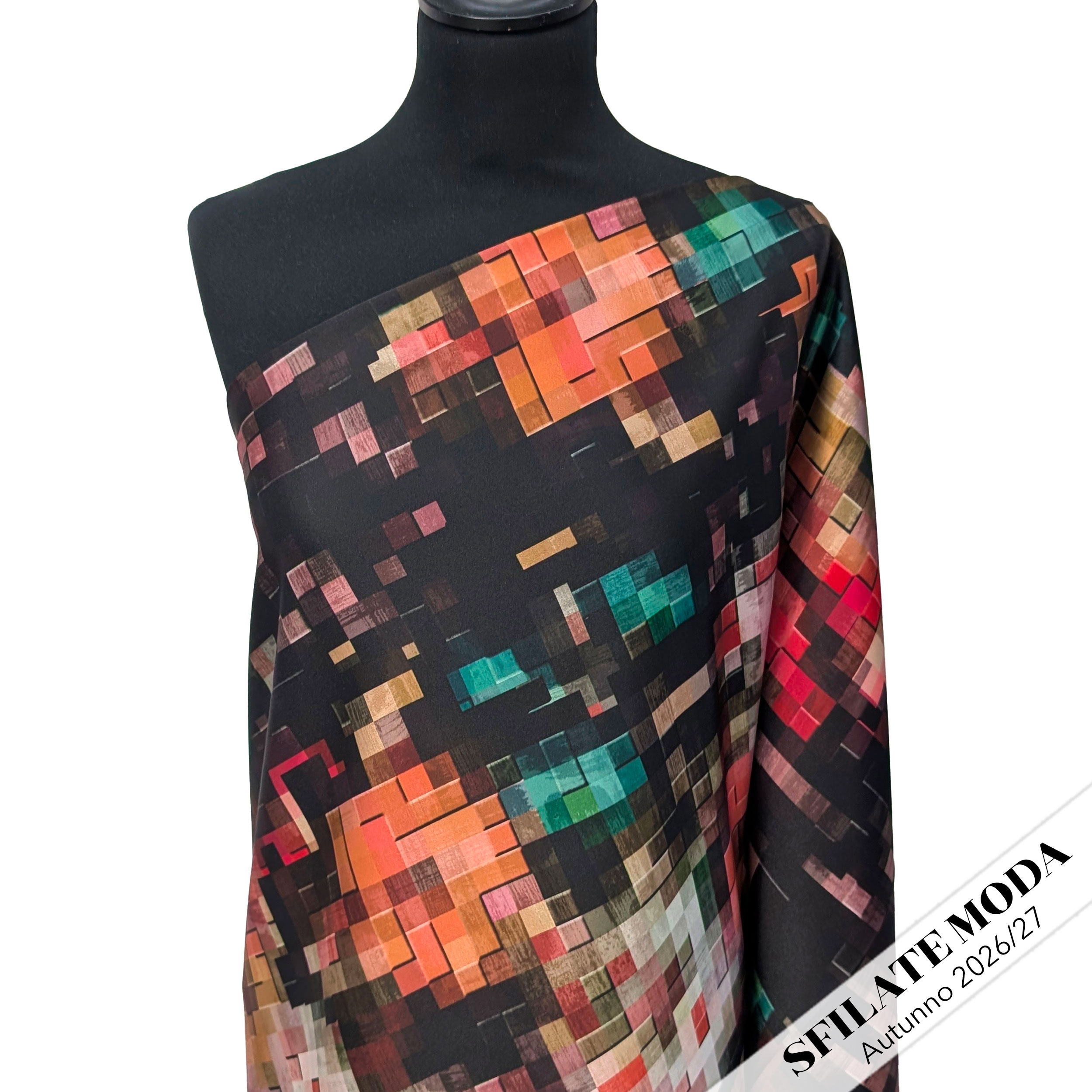 Raso Setato Alta Moda Mosaico Multicolor Image